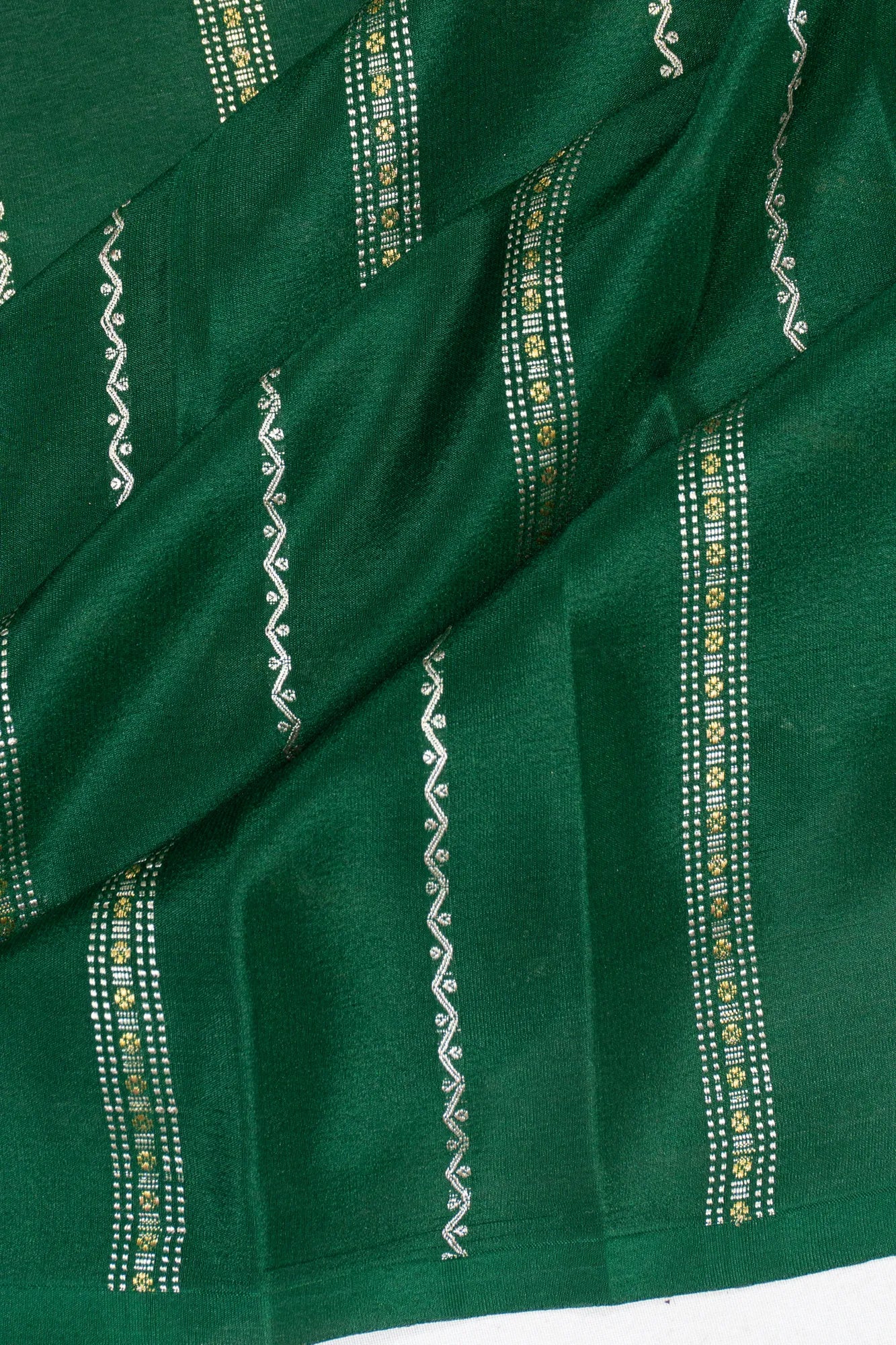 Mysore Silk Lines Bottle Green Saree