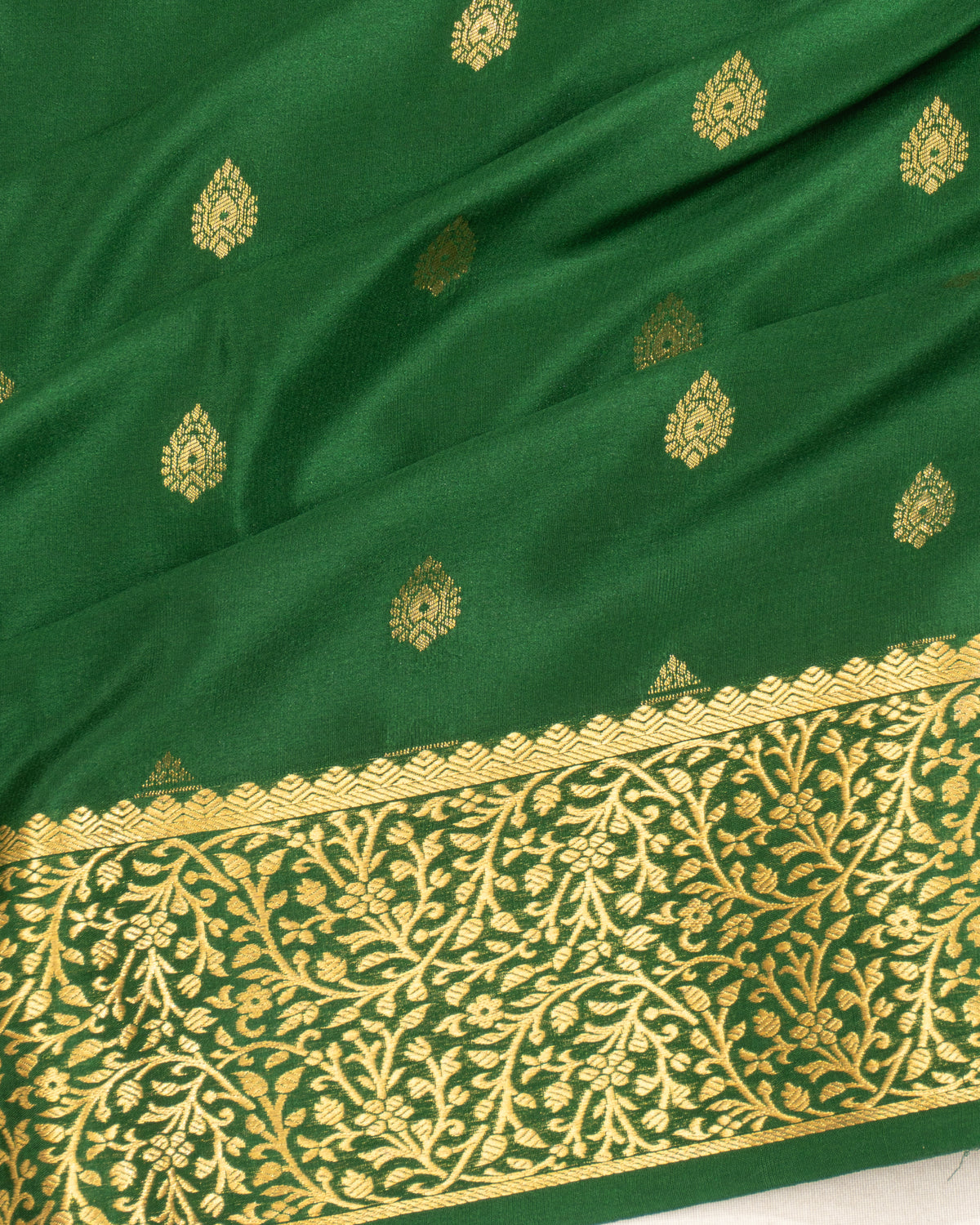 Mysore Silk Butta Green Saree