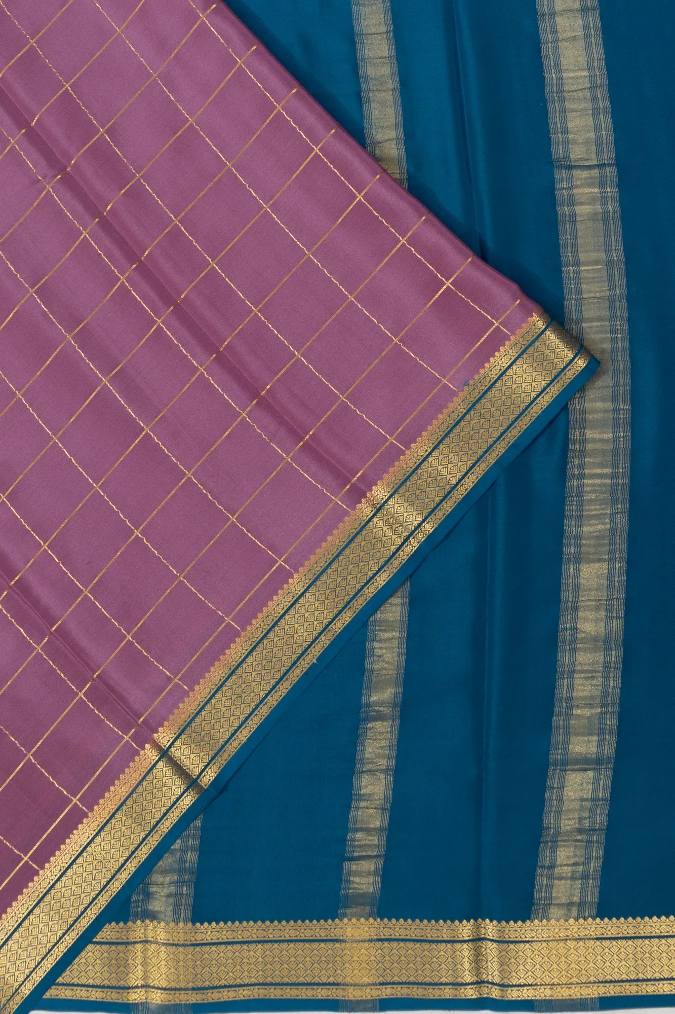Mysore Silk Checks Lilac Saree