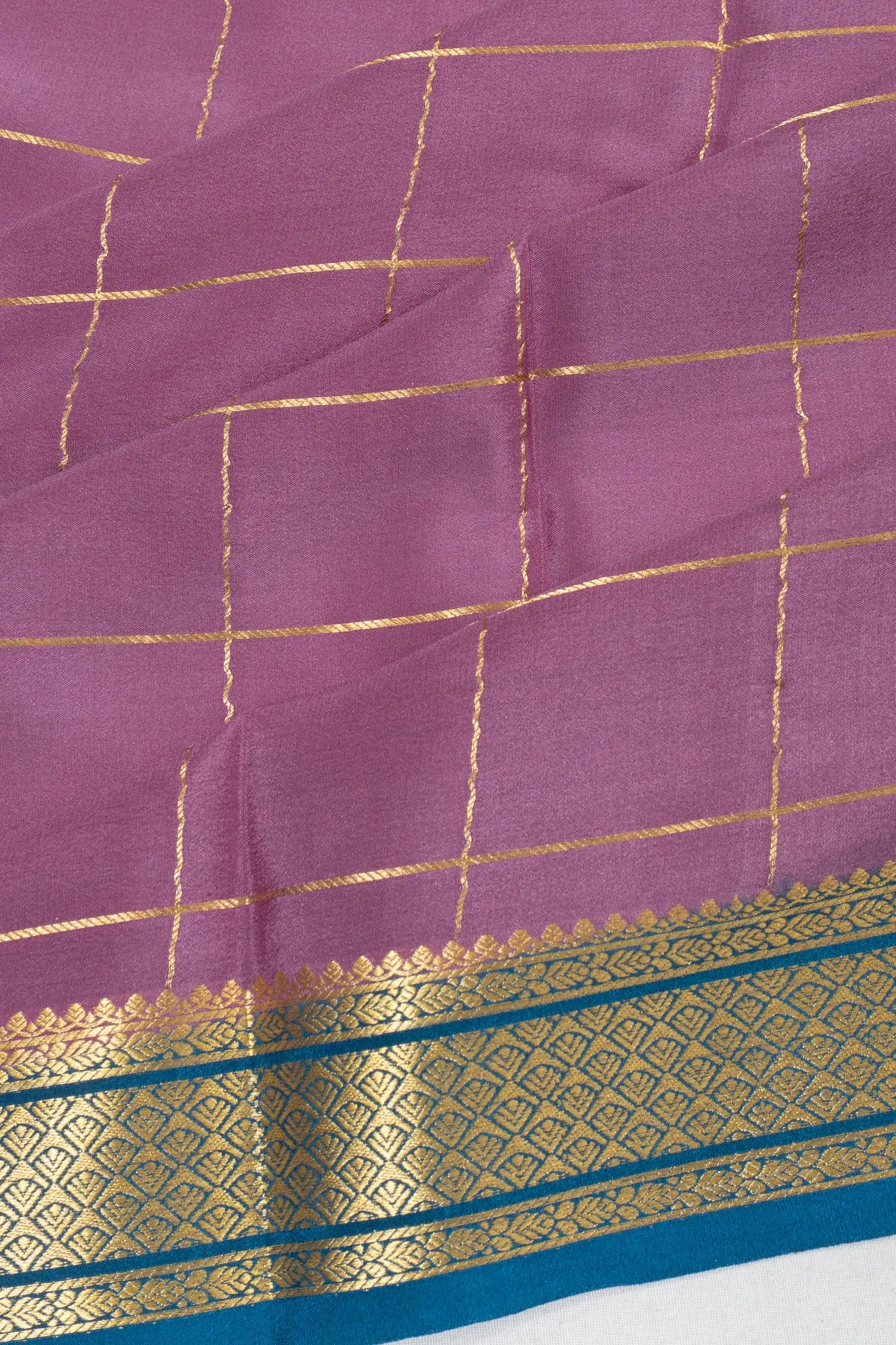 Mysore Silk Checks Lilac Saree