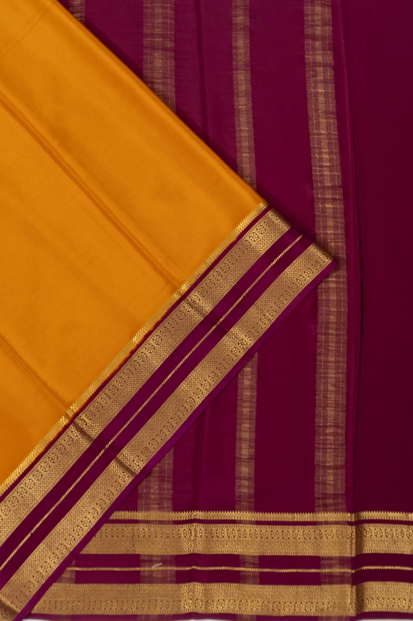 Mysore Silk Plain Mustard Yellow Saree