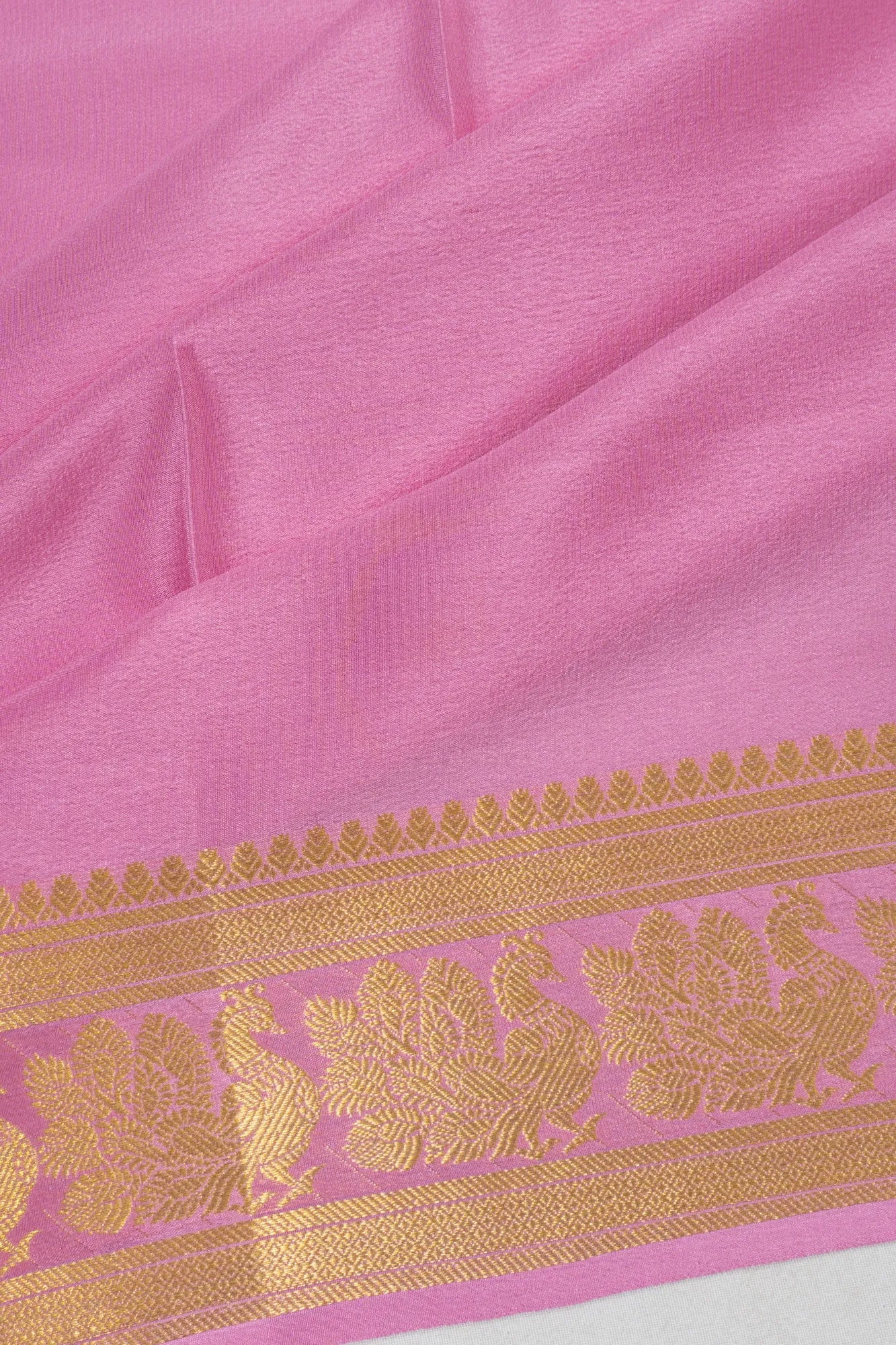 Mysore Silk Plain Baby Pink Saree