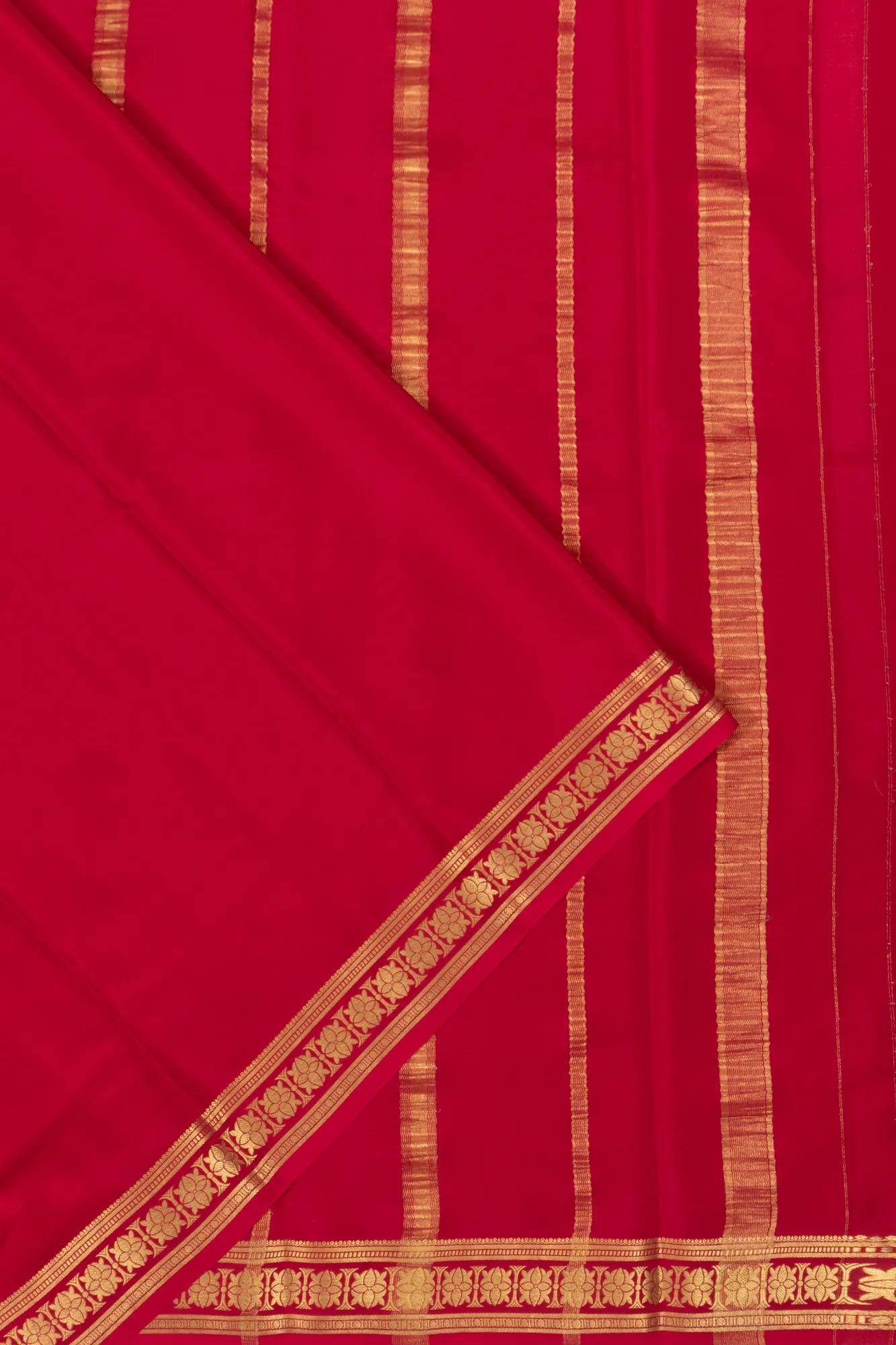 Mysore Silk Plain Red Saree