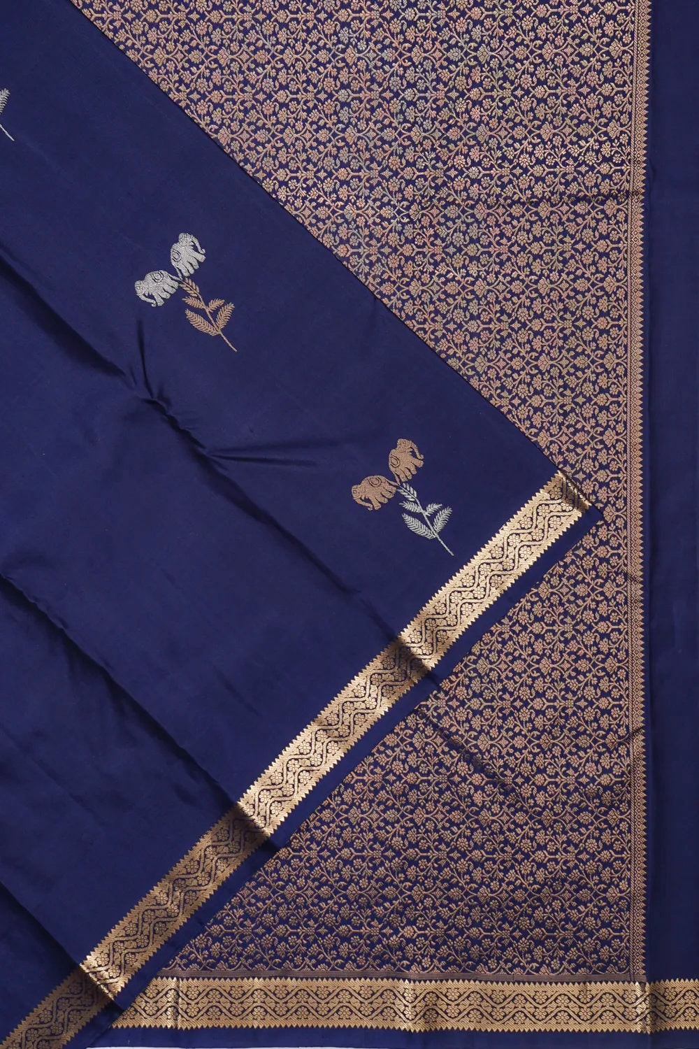 Taranga Kanchi Silk Butta Navy Blue Saree