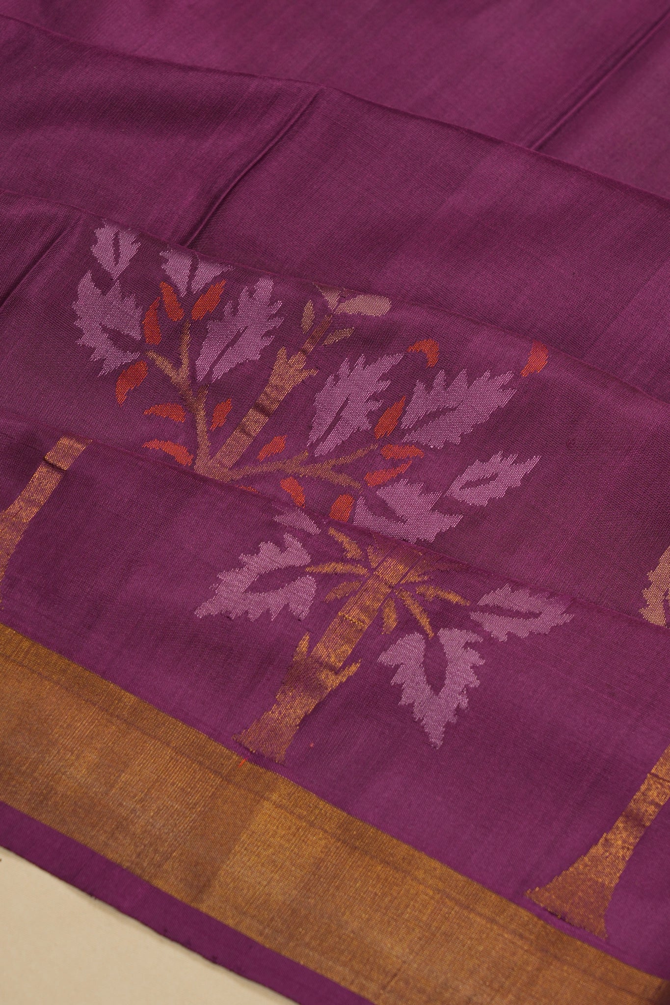 Uppada Silk Jamdani Jaal Purple Saree