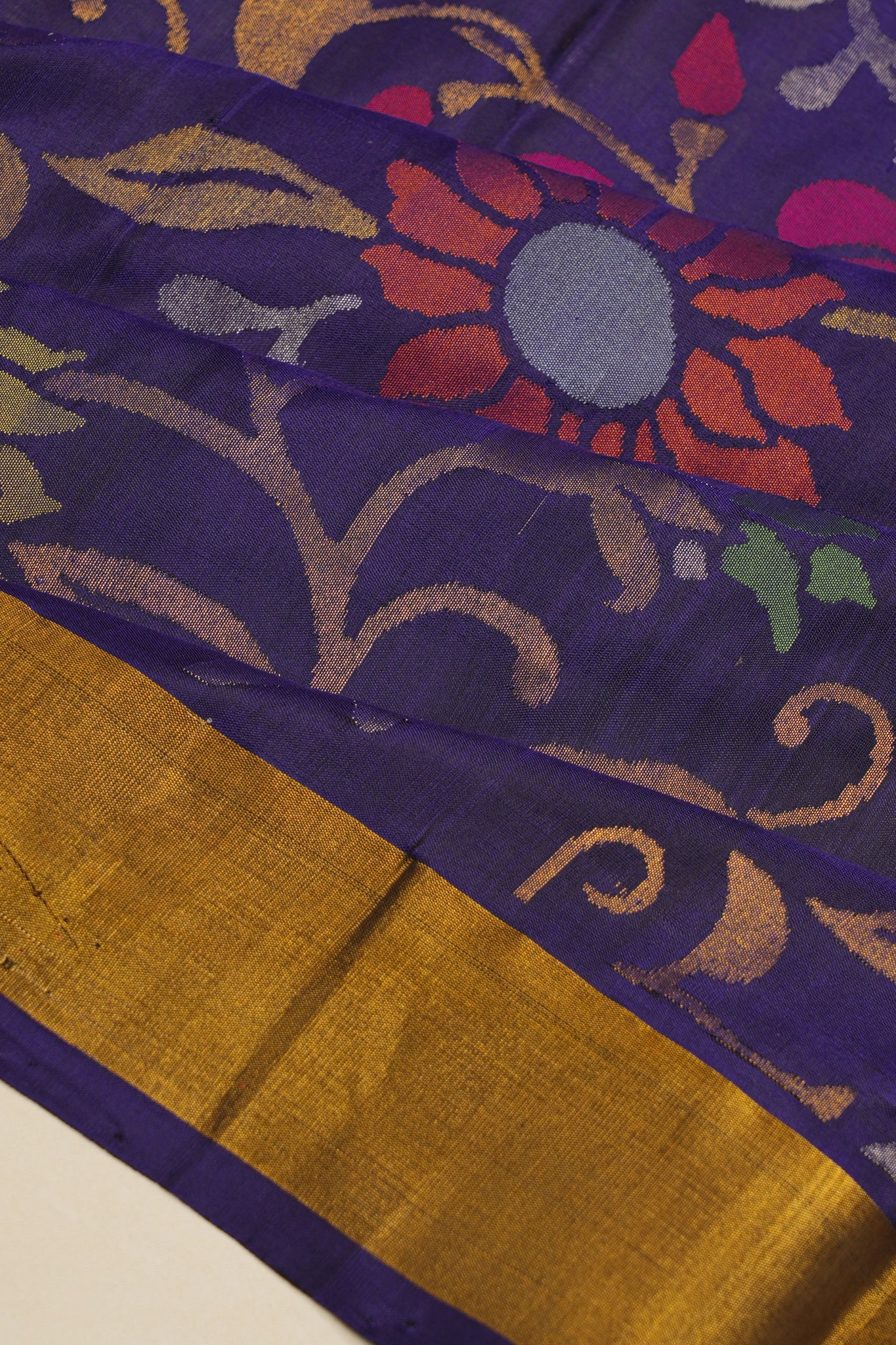 Uppada Silk All Over Jamdhani Jaal Blue Saree