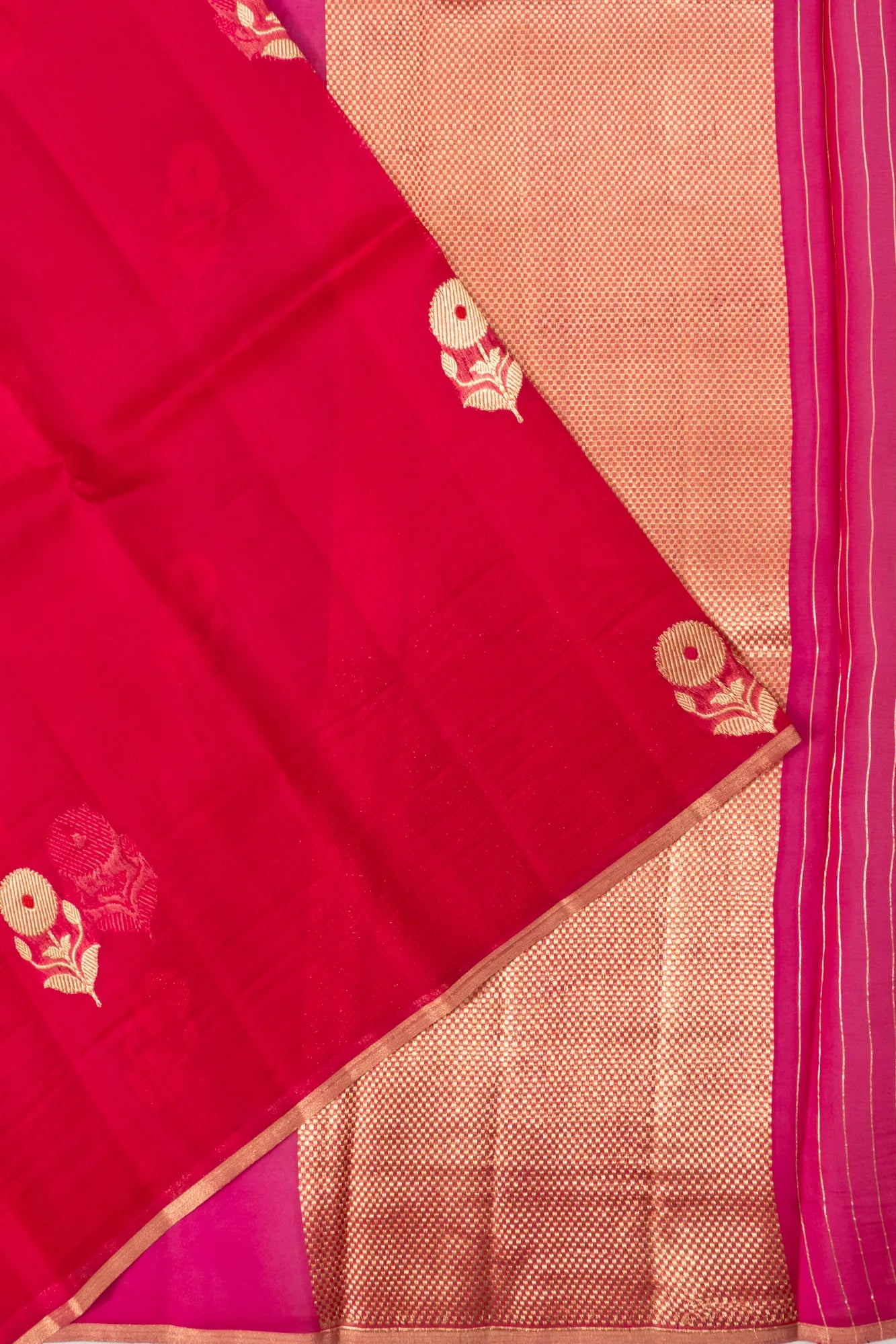 Banarasi Kora Organza Butta Red Saree
