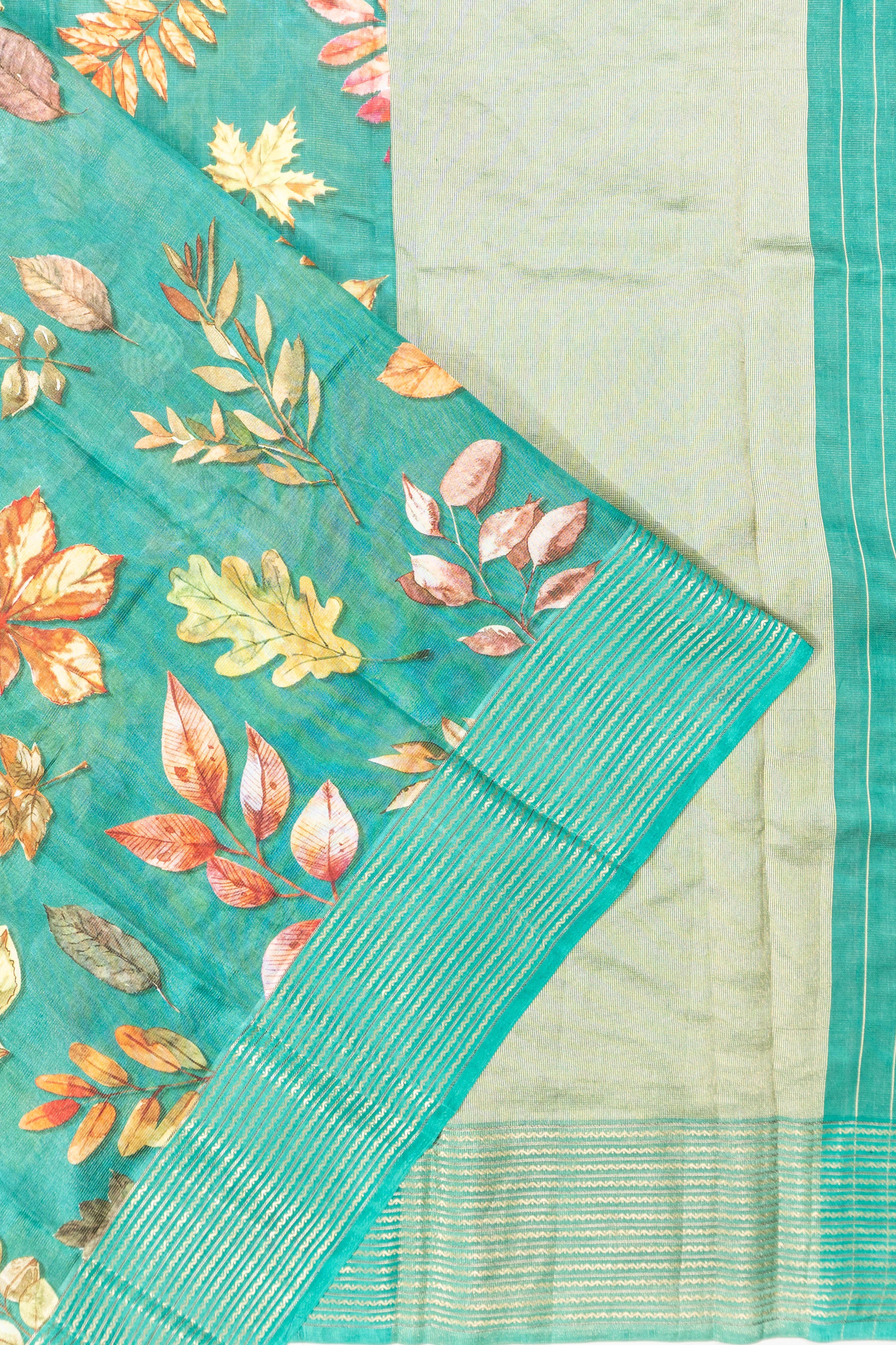 Chiniya Silk Printed Green Saree