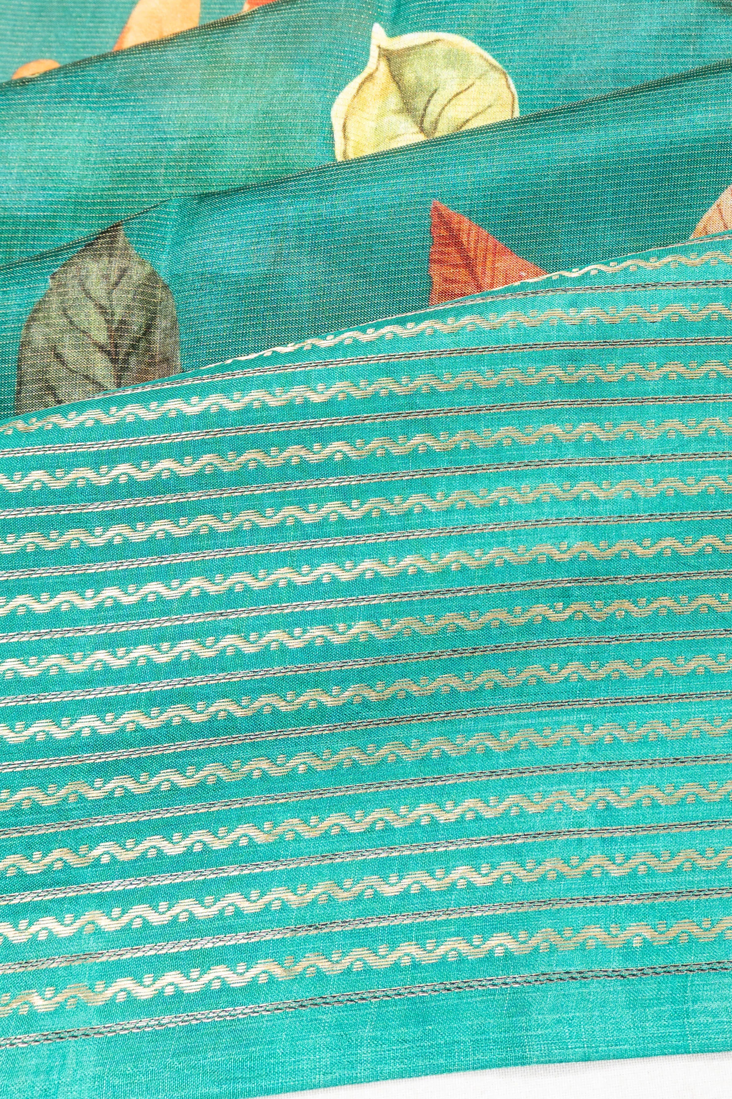 Chiniya Silk Printed Green Saree