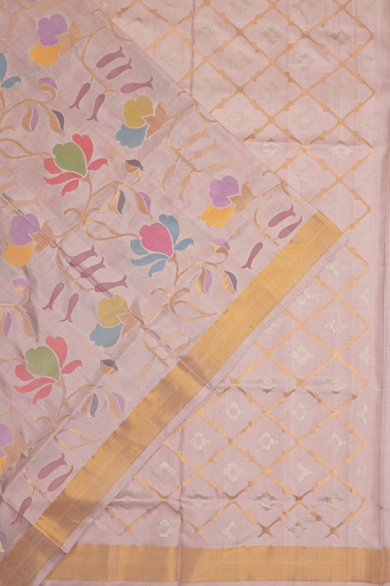 Uppada Silk Jaal Cream Saree