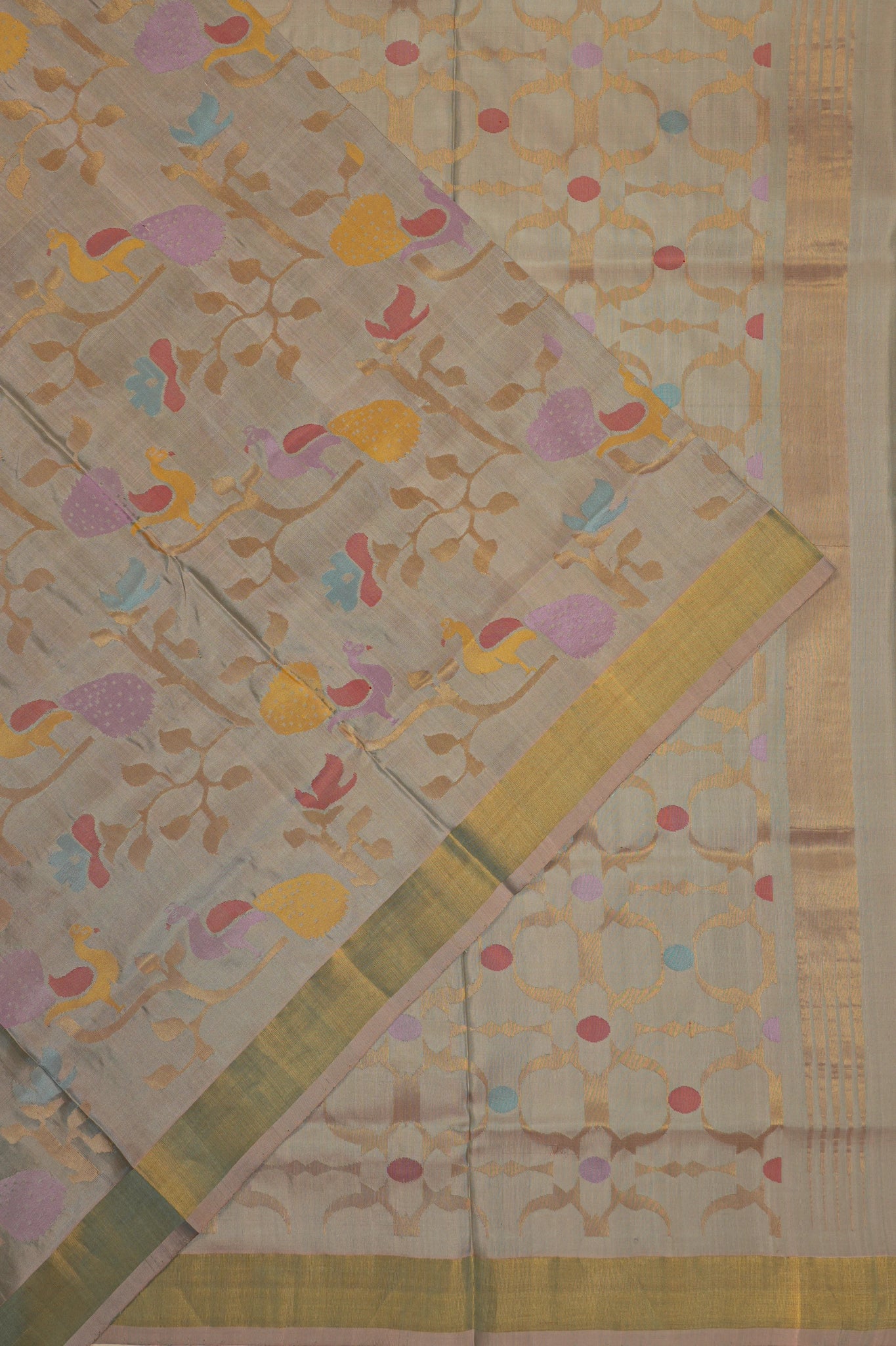 Uppada Silk Jaal Grey Saree