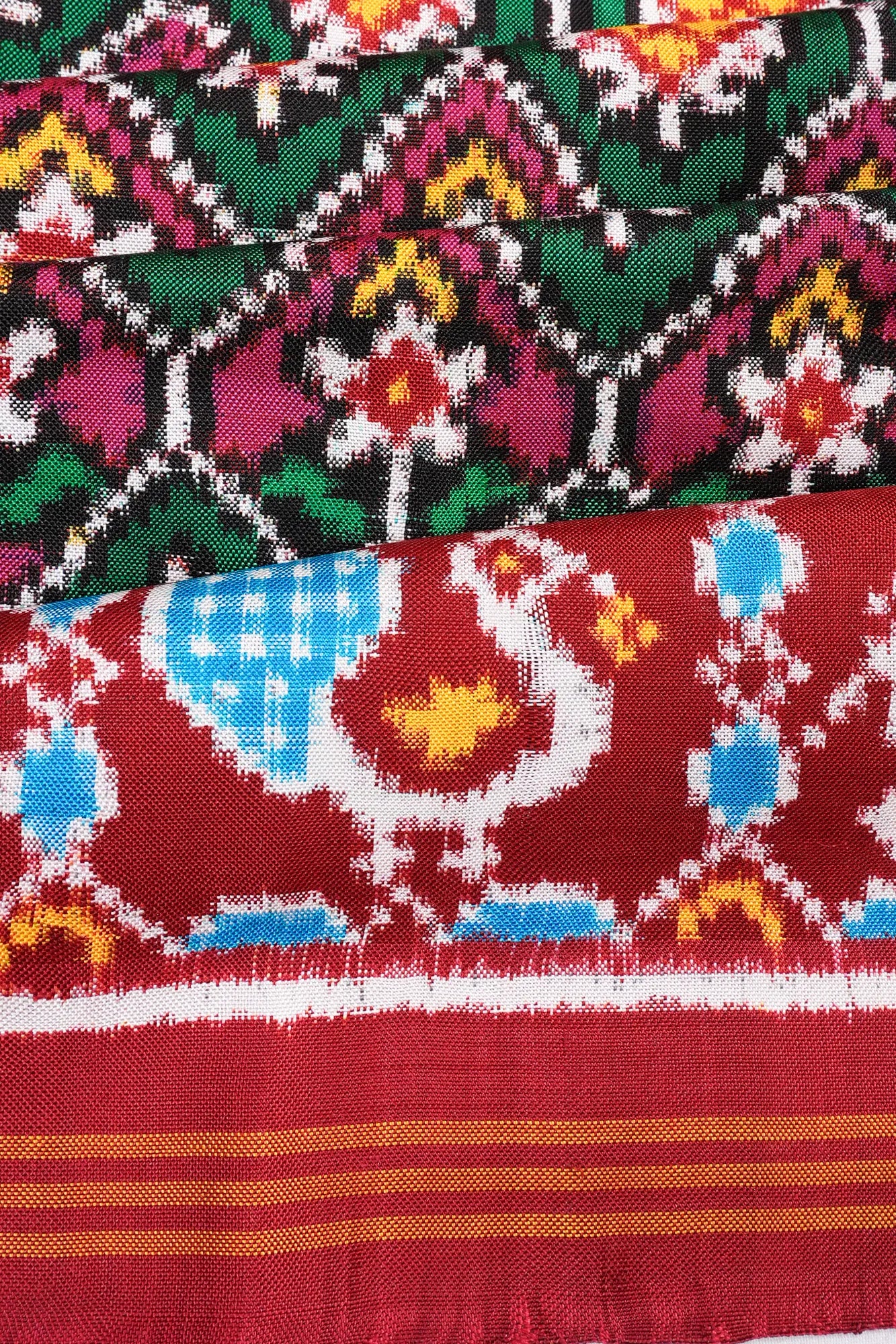 Patan Patola Silk Double Ikat Green And Pink Saree