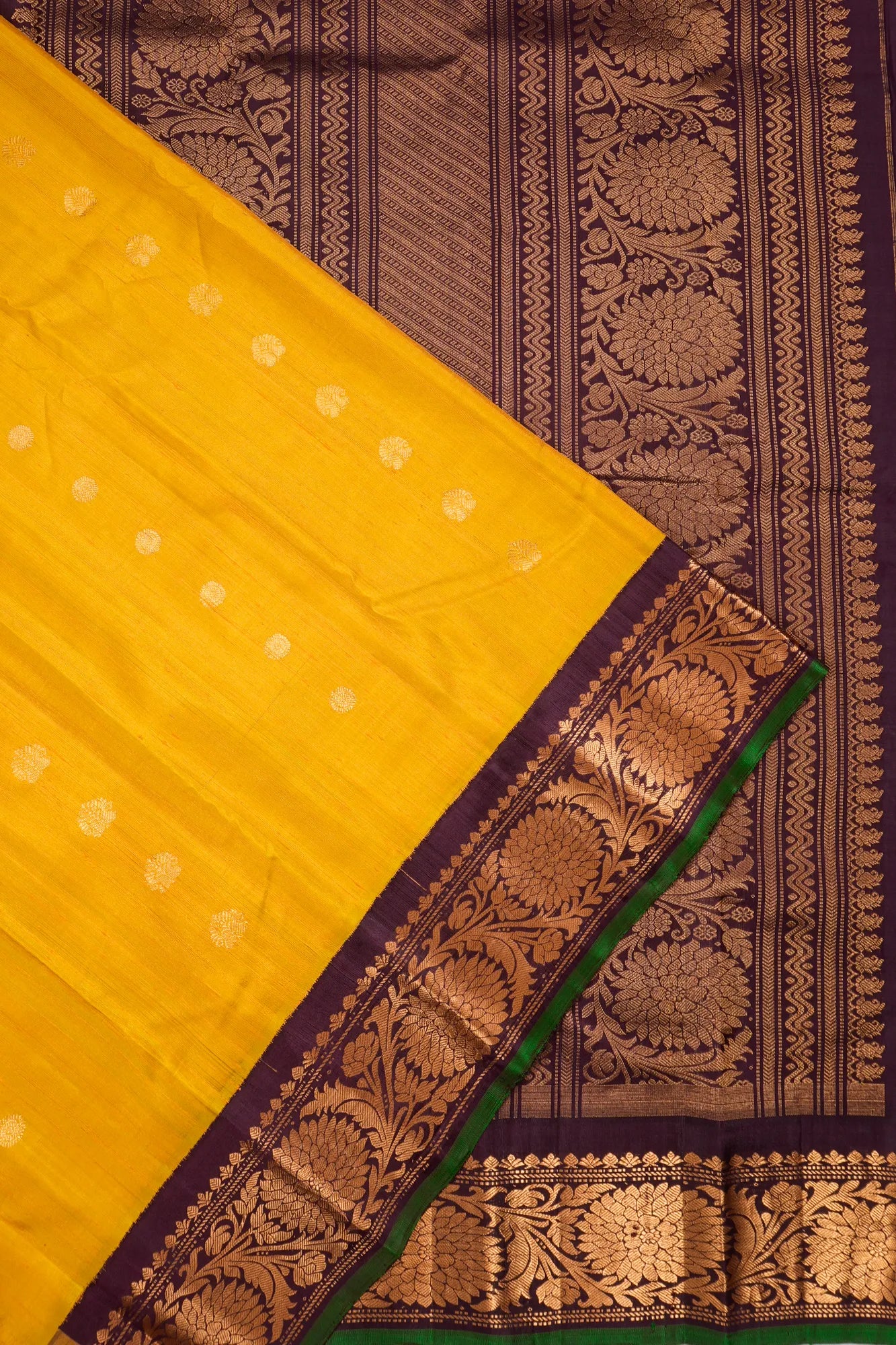 Gadwal Silk Butta Yellow Saree