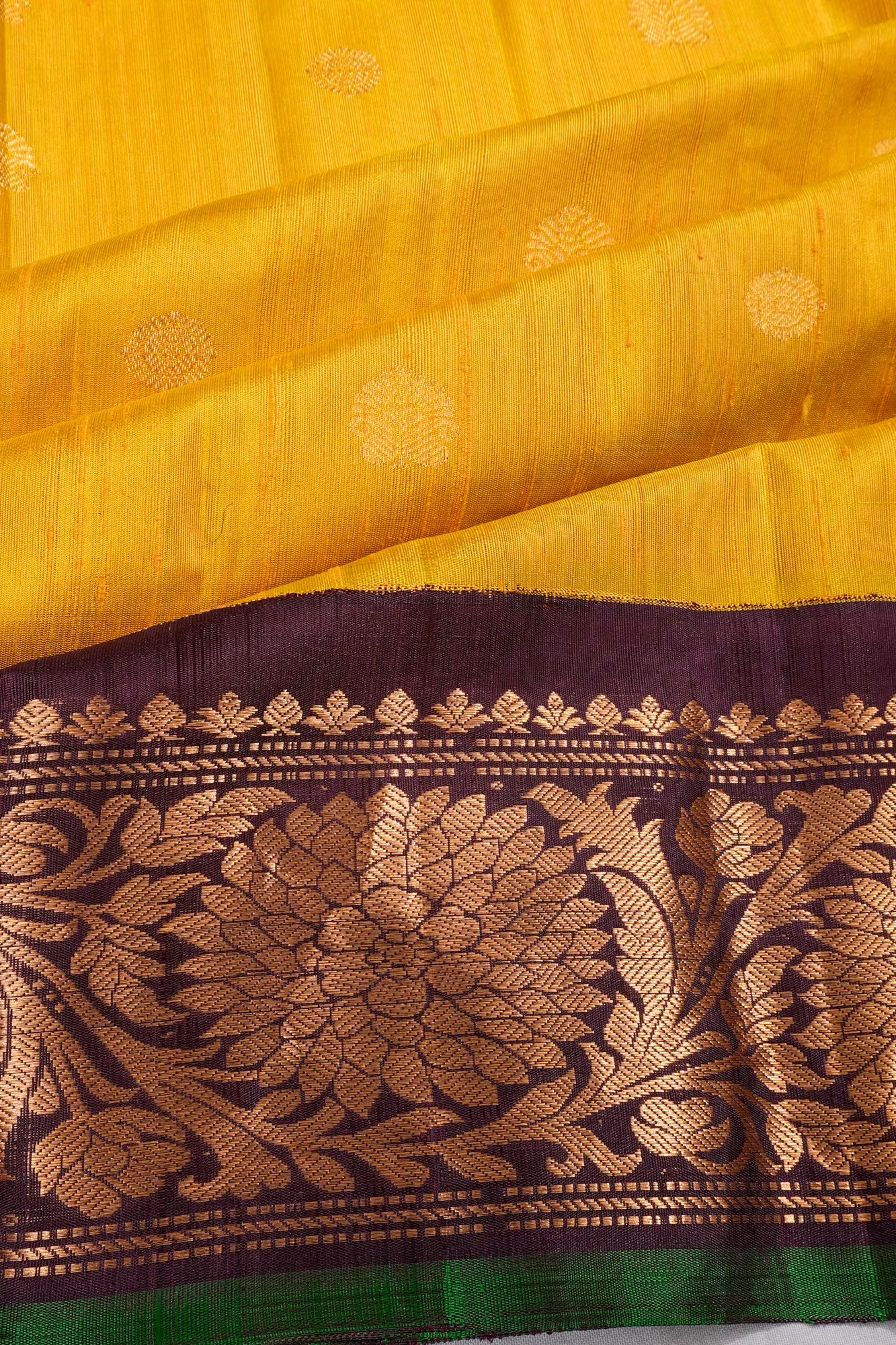 Gadwal Silk Butta Yellow Saree