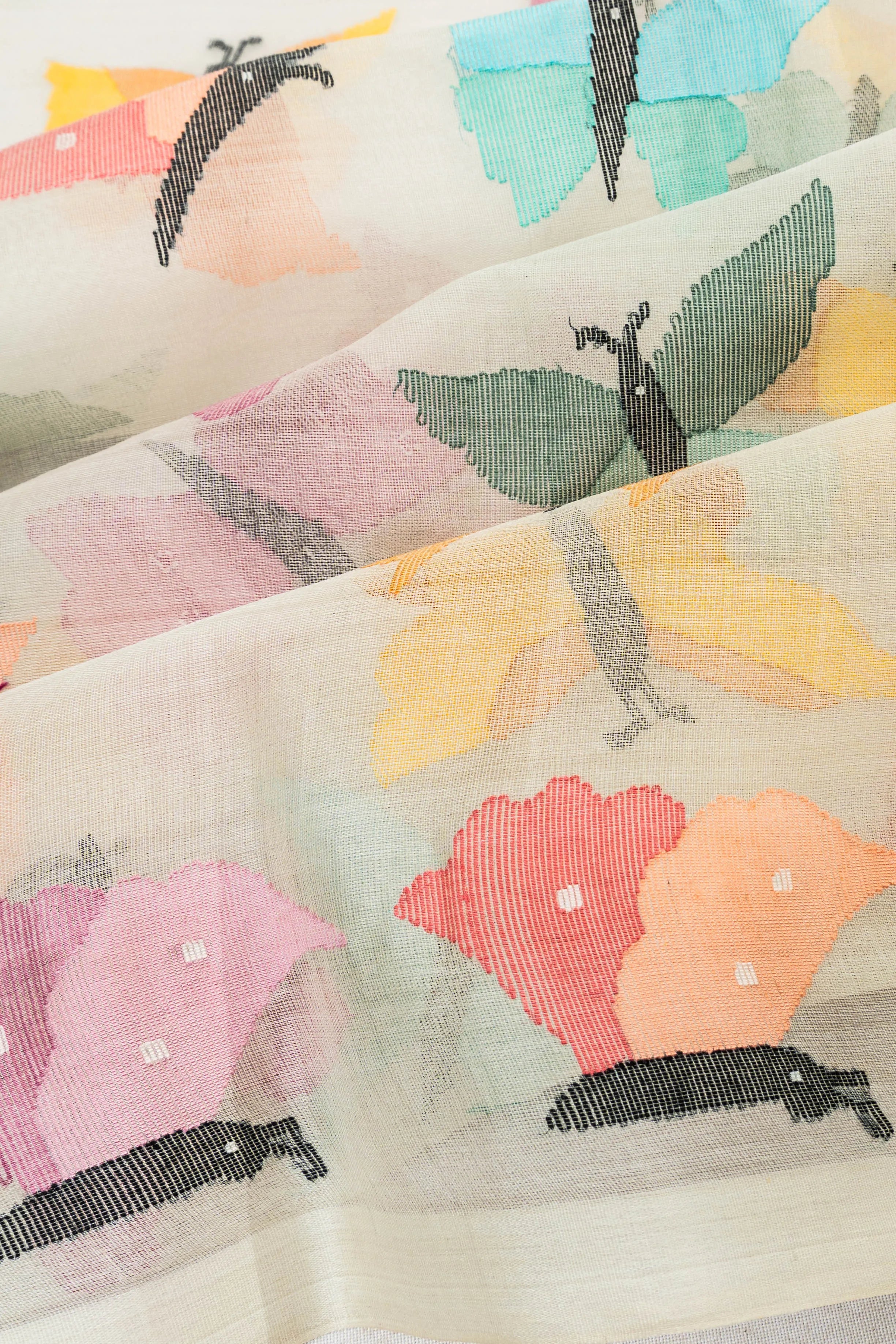 Dhakai Kora Organza Jamdani White Saree