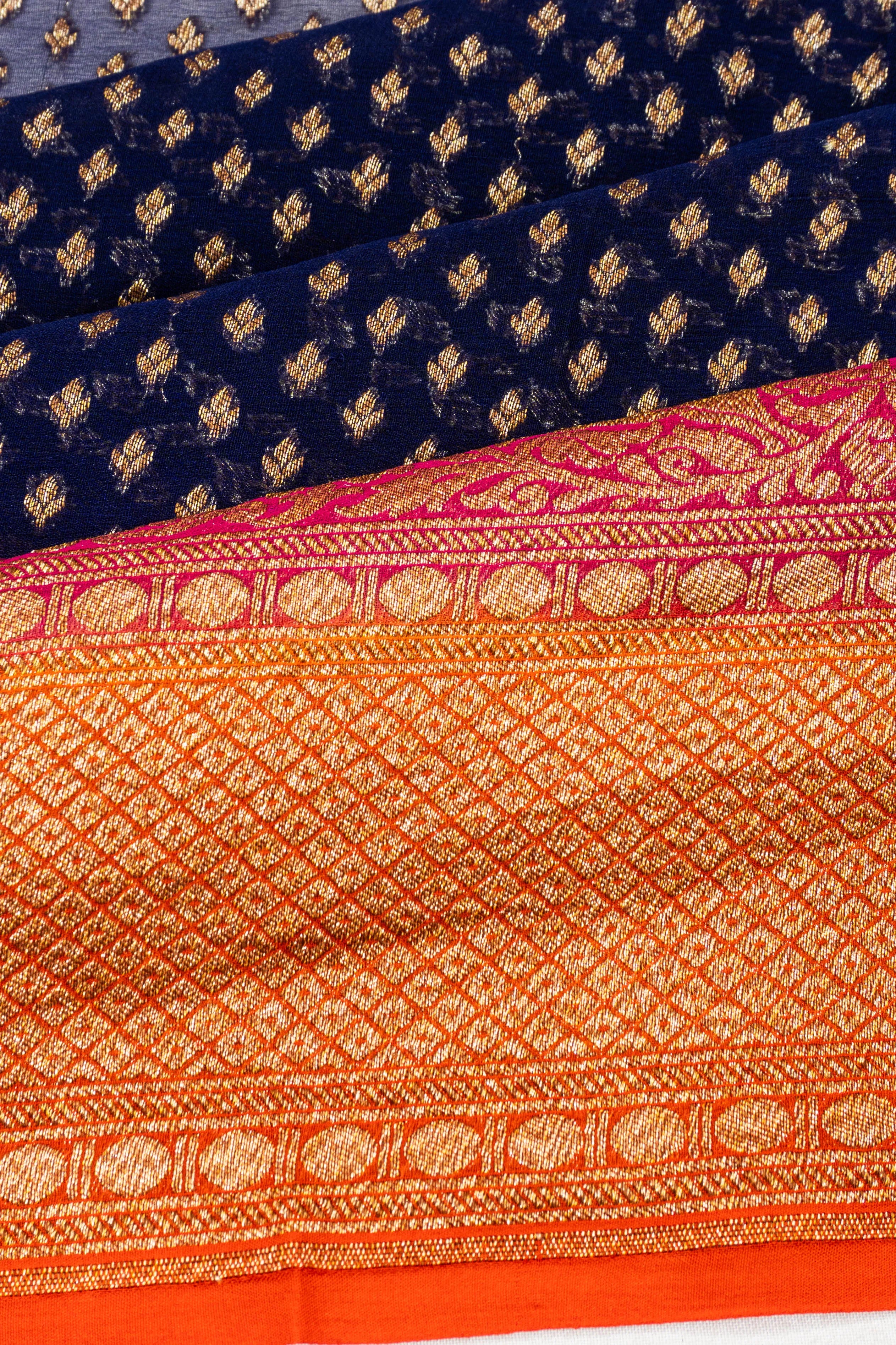 Banarasi Georgette Brocade Midnight Blue Saree