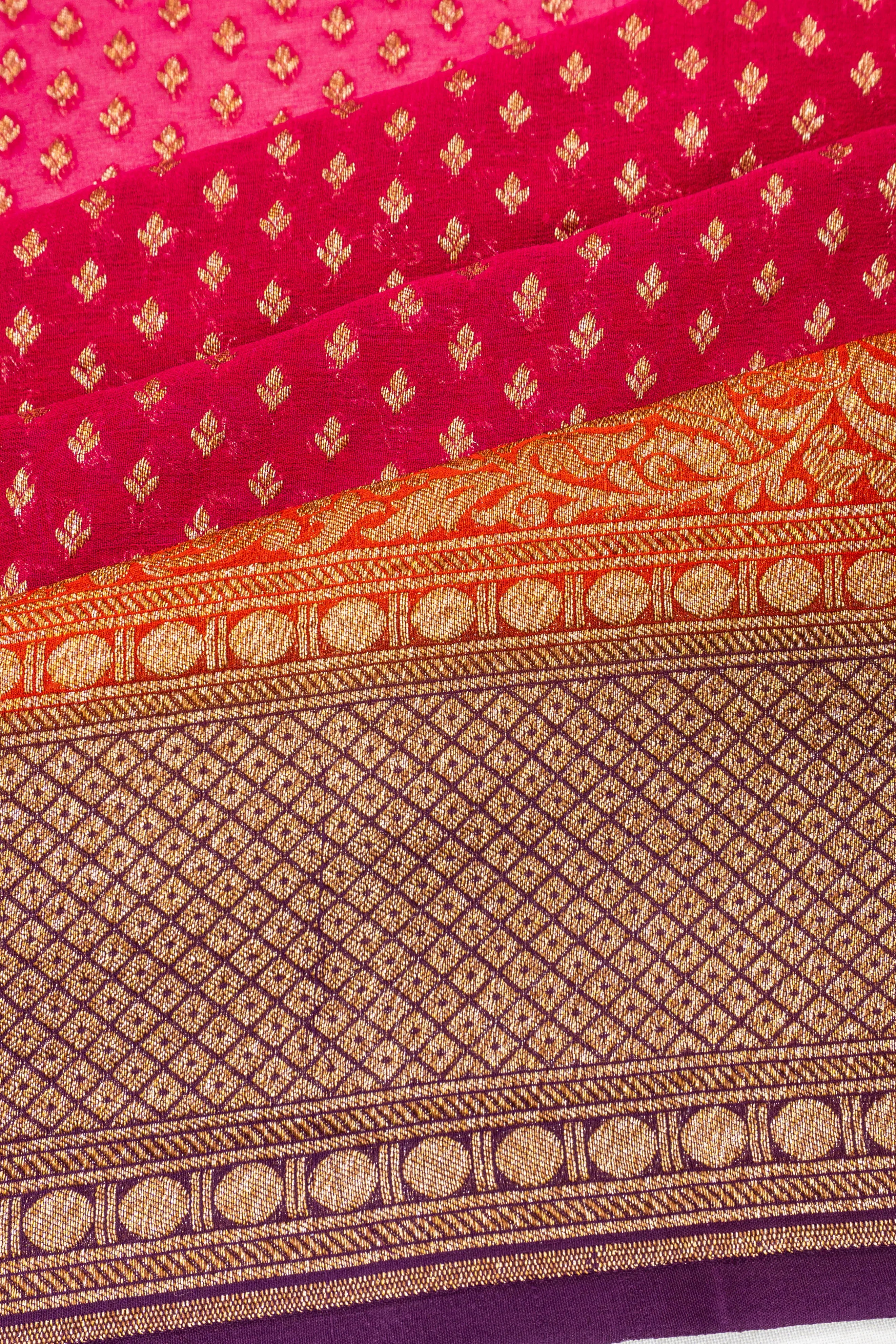 Banarasi Georgette Brocade Pink Saree