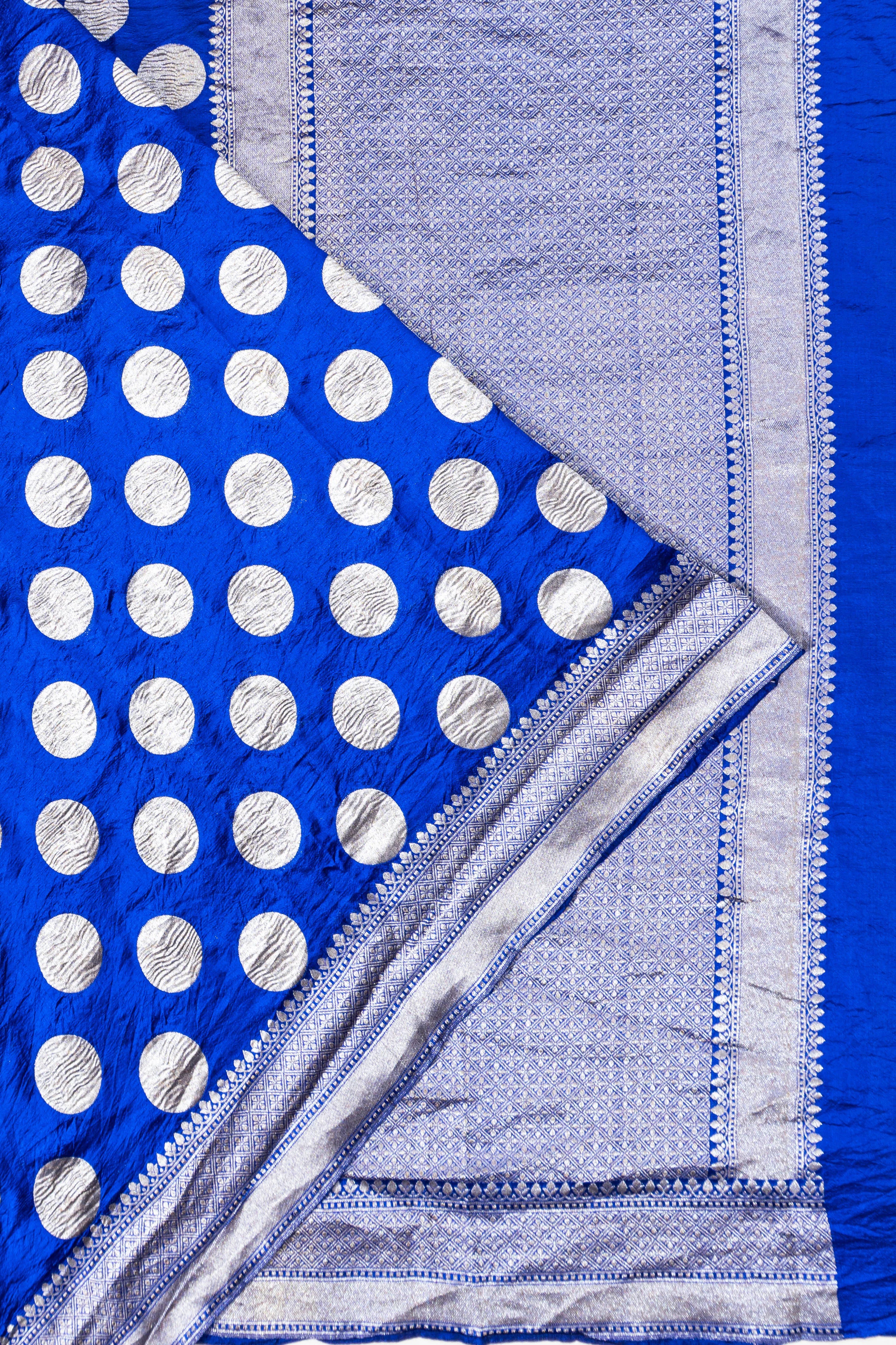 Banarasi Silk Brocade Royal Blue Saree