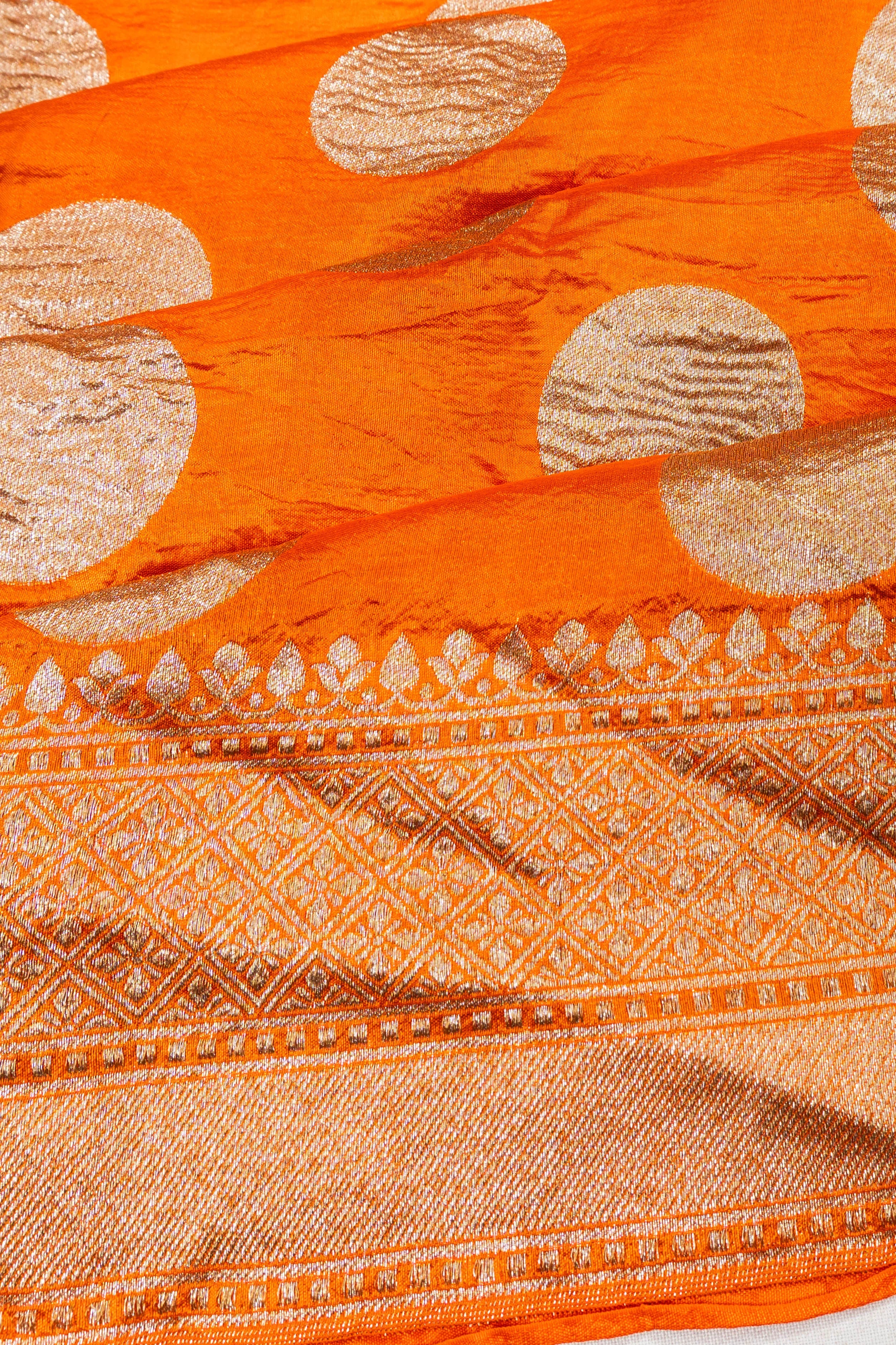 Banarasi Silk Brocade Orange Saree