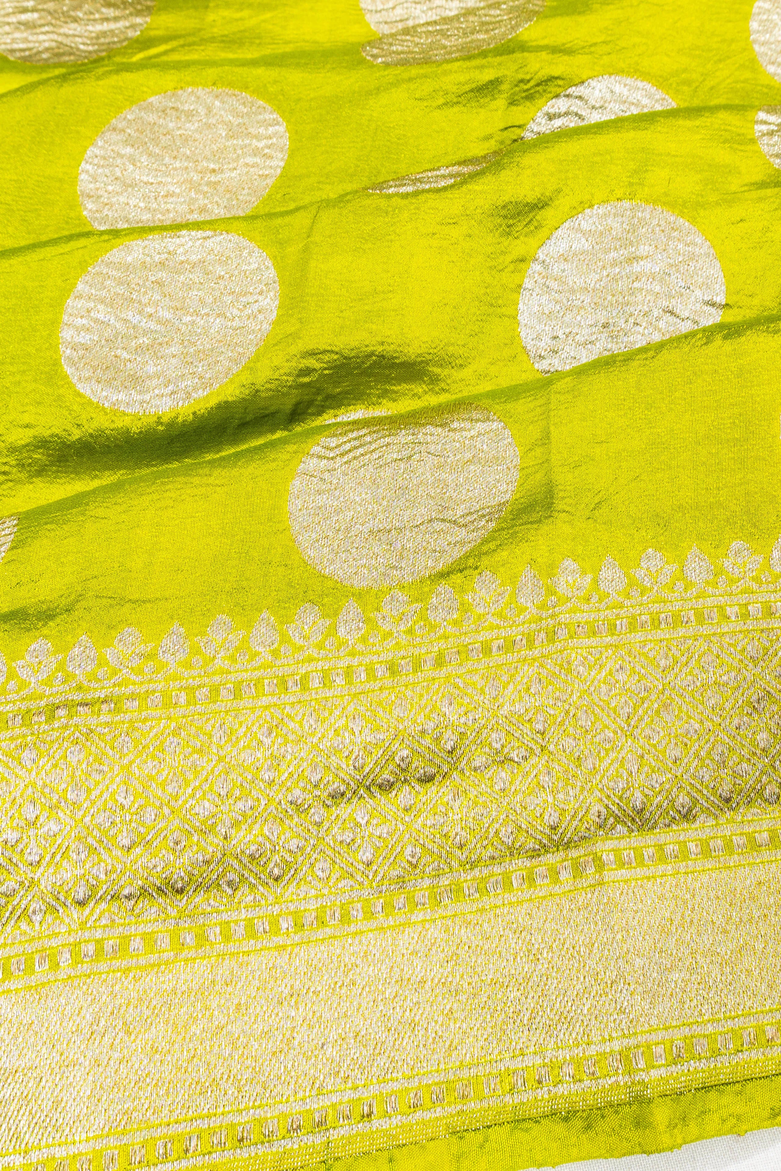 Banarasi Silk Brocade Parrot Green Saree