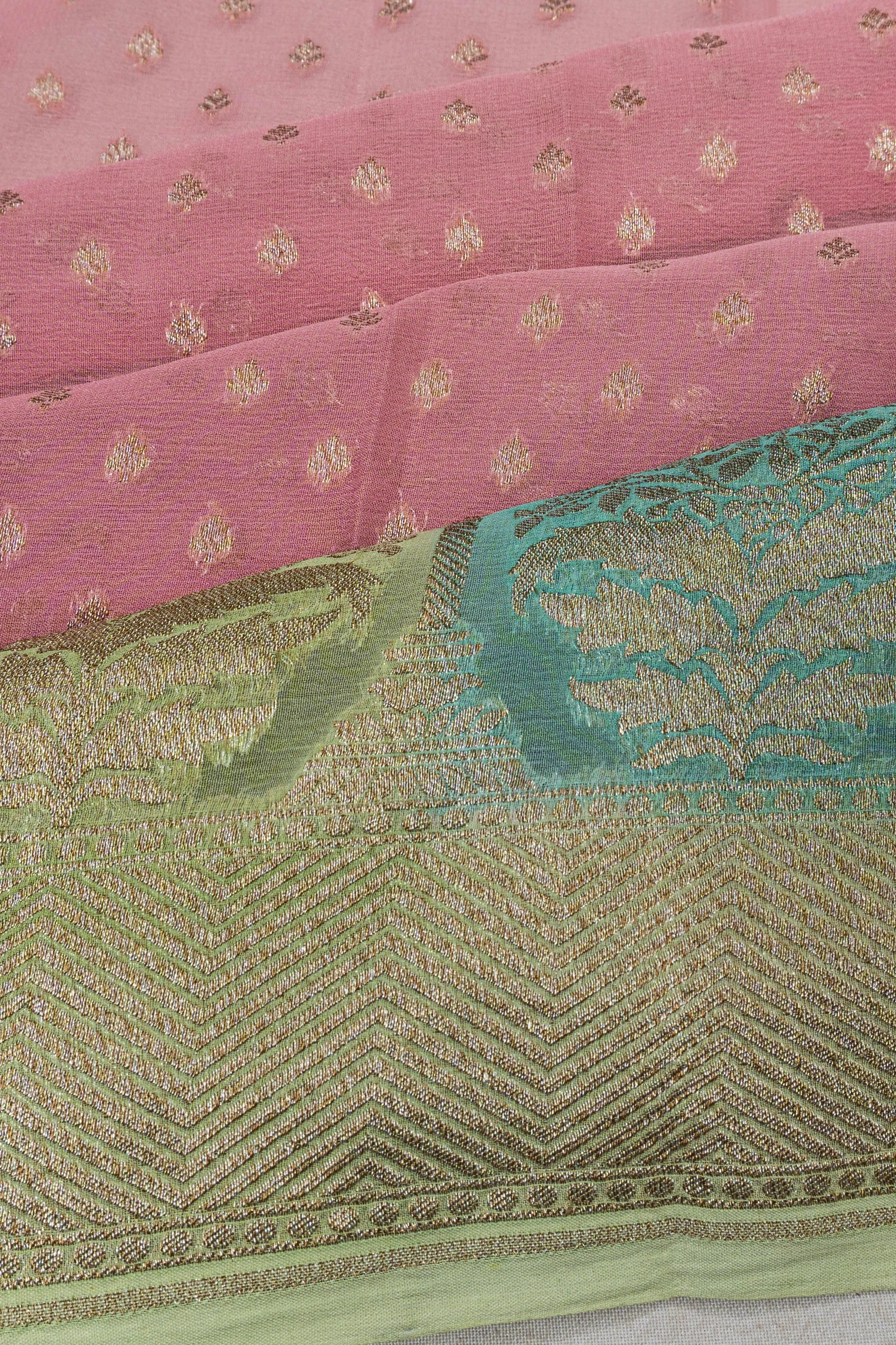 Banarasi Georgette Brocade Pink Saree