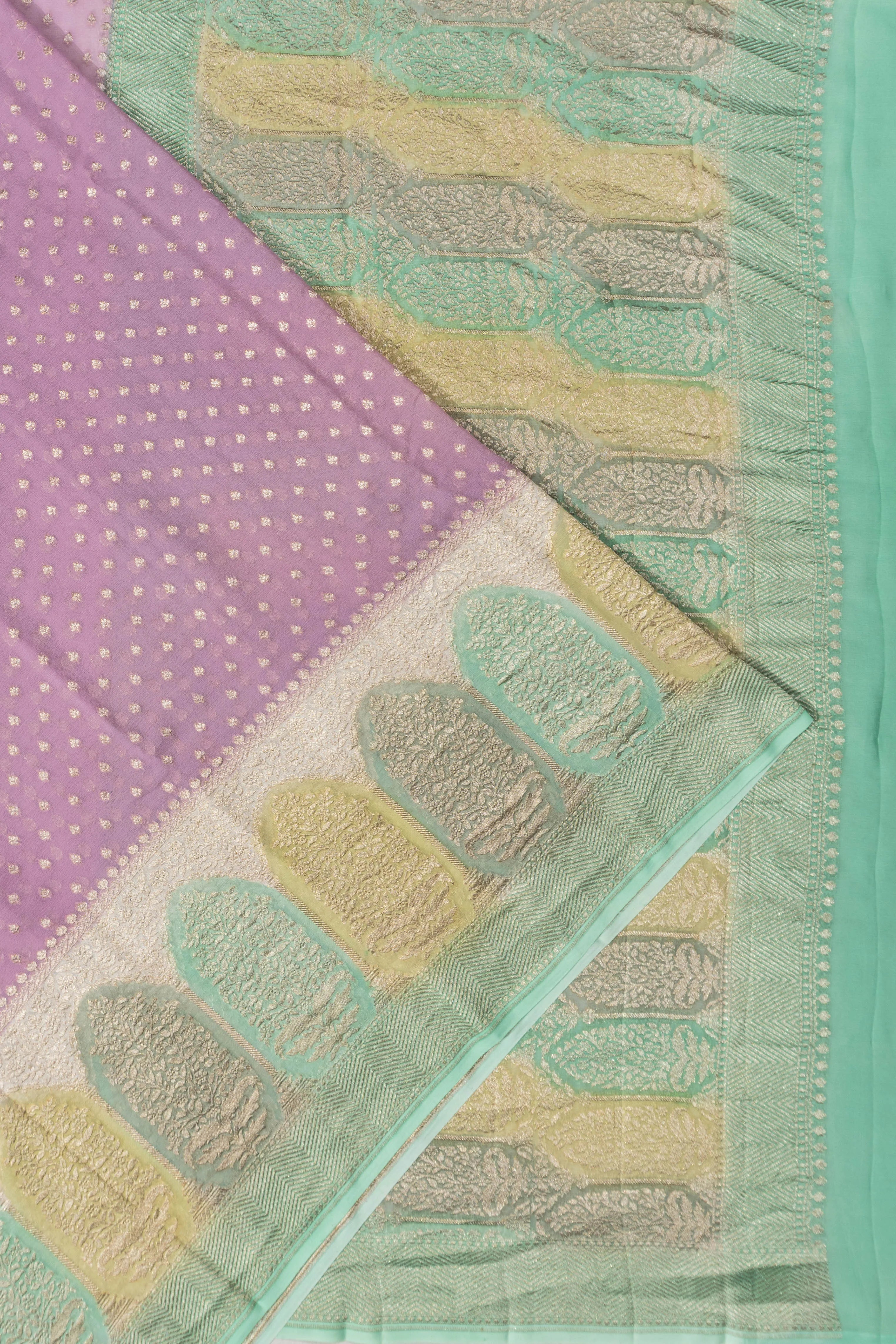 Banarasi Georgette Brocade Lavender Saree
