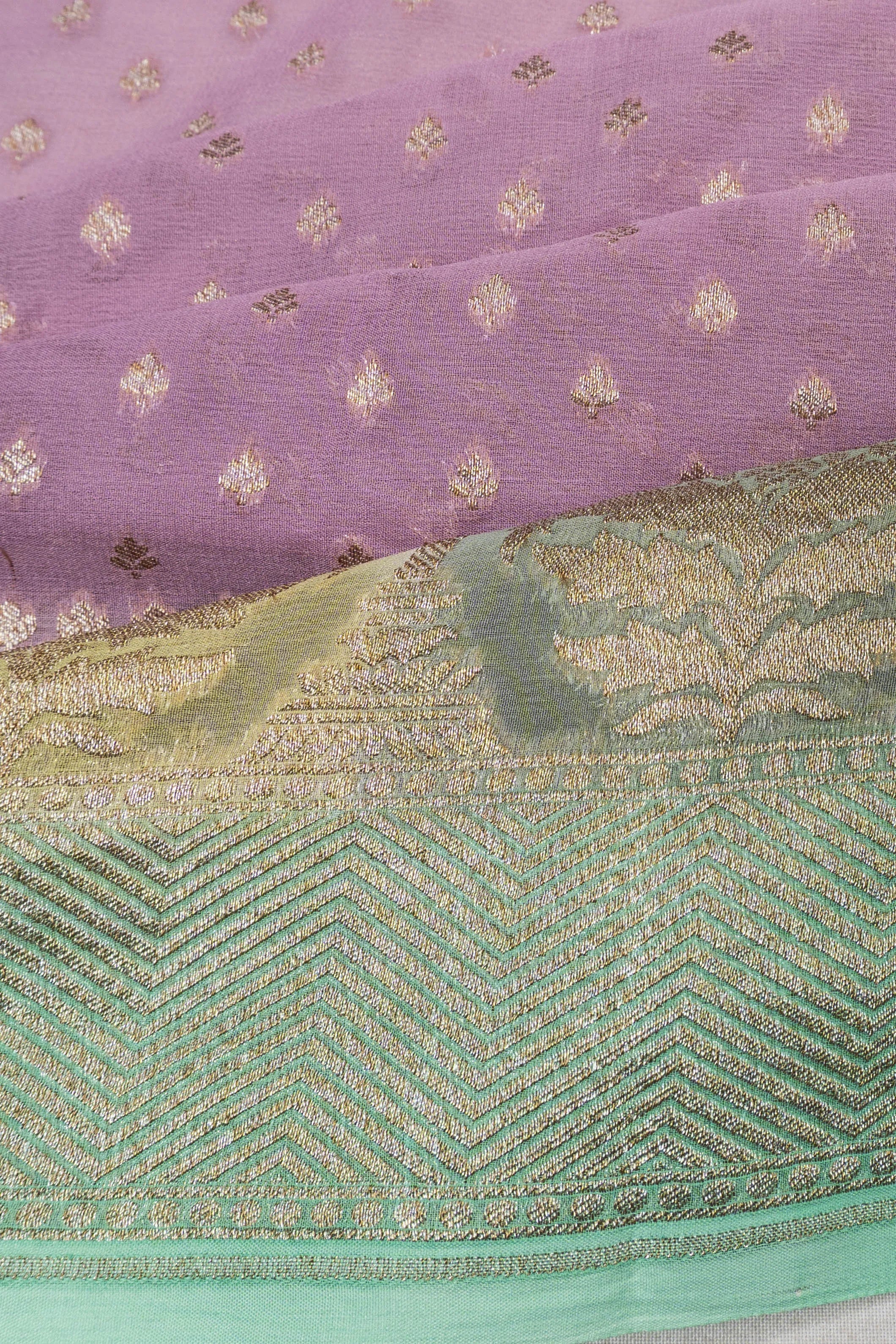 Banarasi Georgette Brocade Lavender Saree