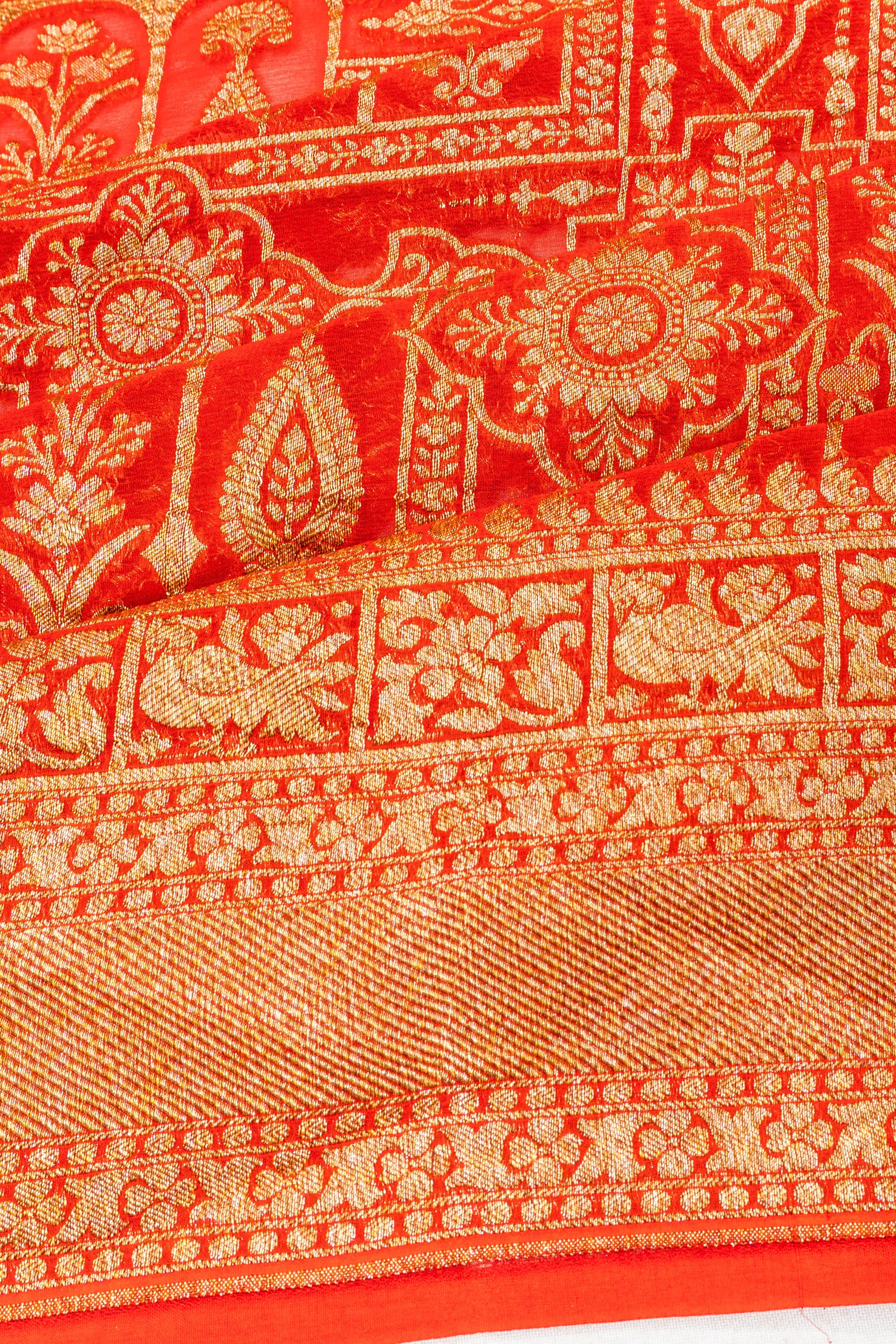 Banarasi Georgette Brocade Red Saree
