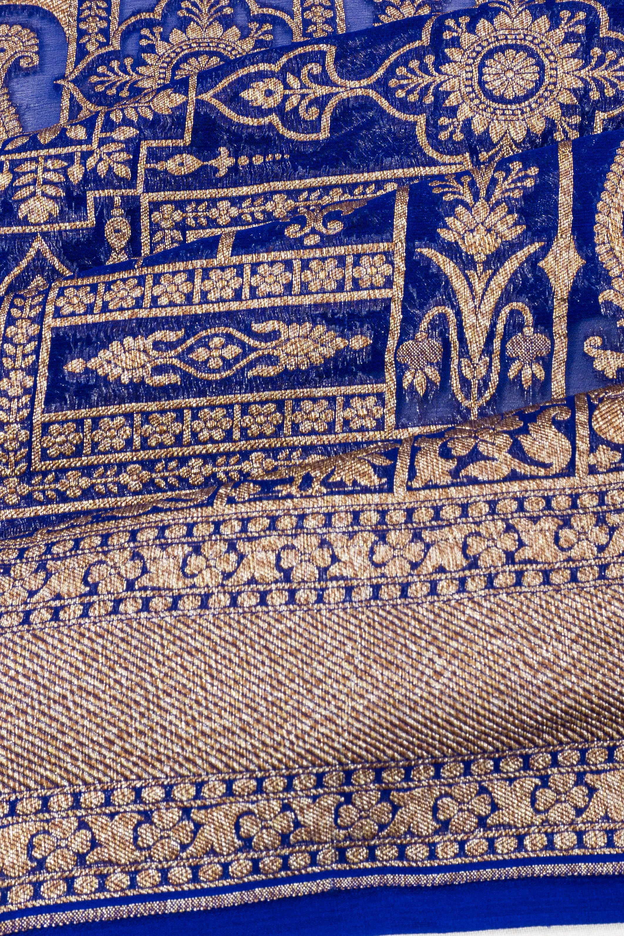 Banarasi Georgette Brocade Dark Blue Saree