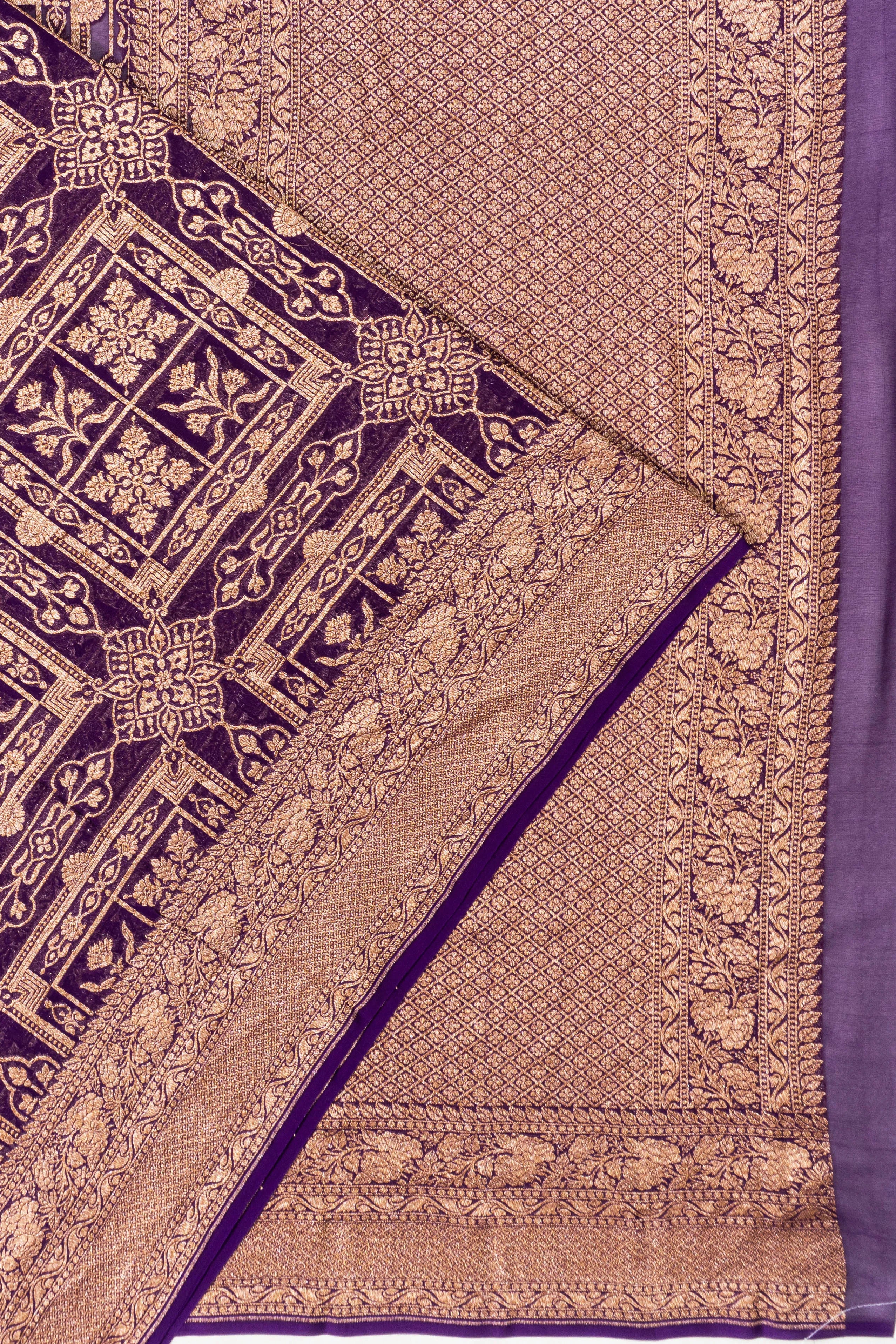 Banarasi Georgette Brocade Violet Saree