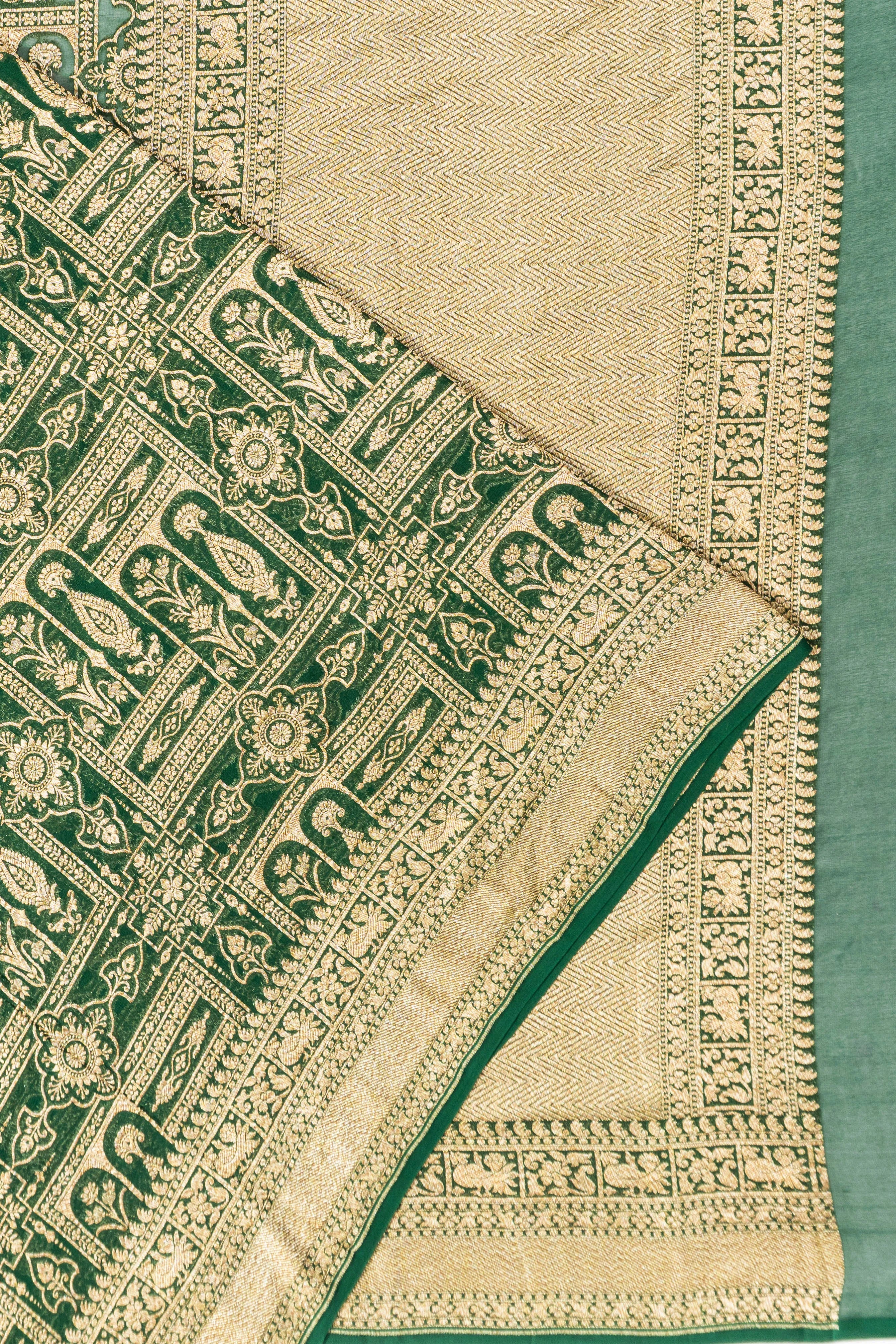 Banarasi Georgette Brocade Green Saree