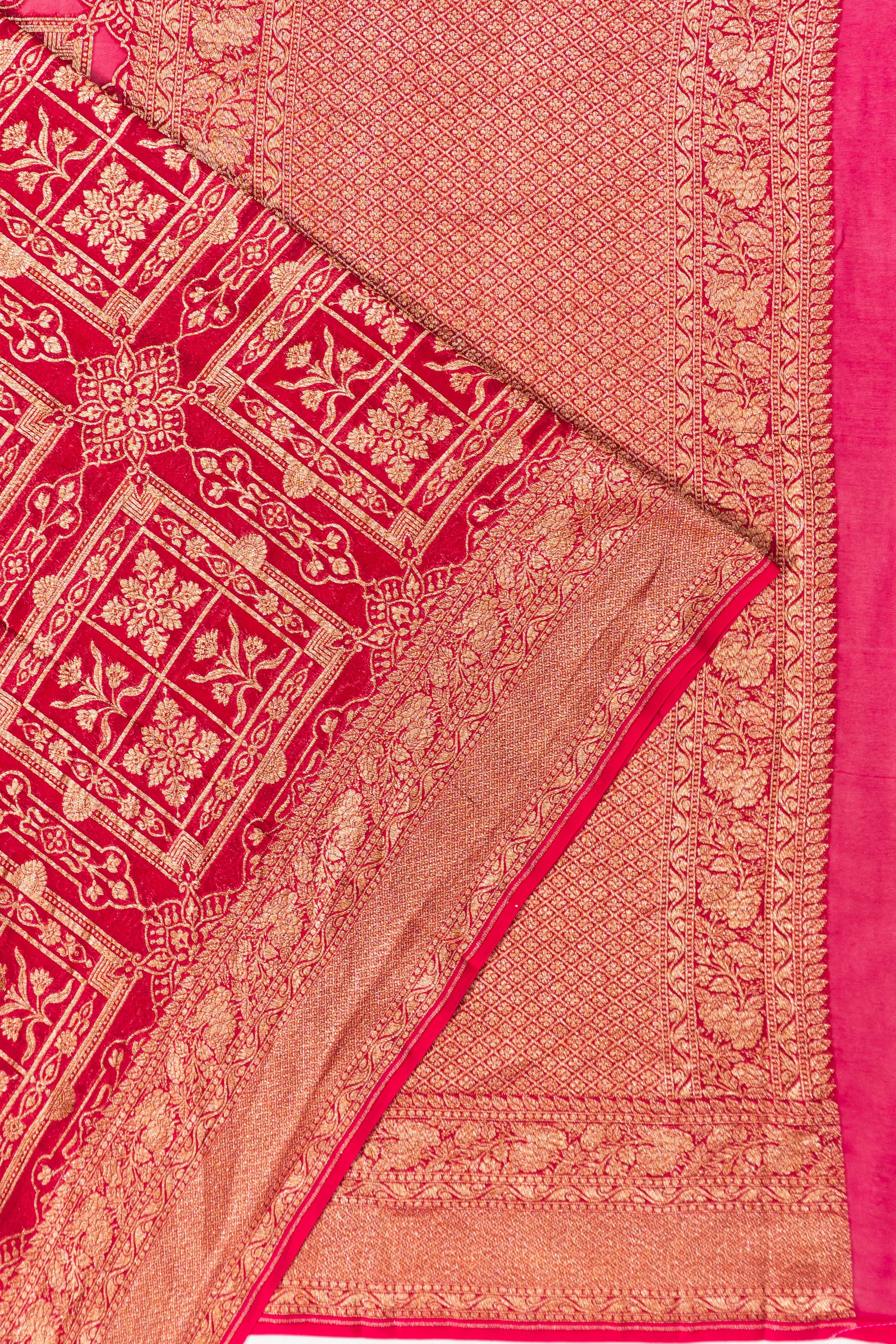 Banarasi Georgette Brocade Pink Saree