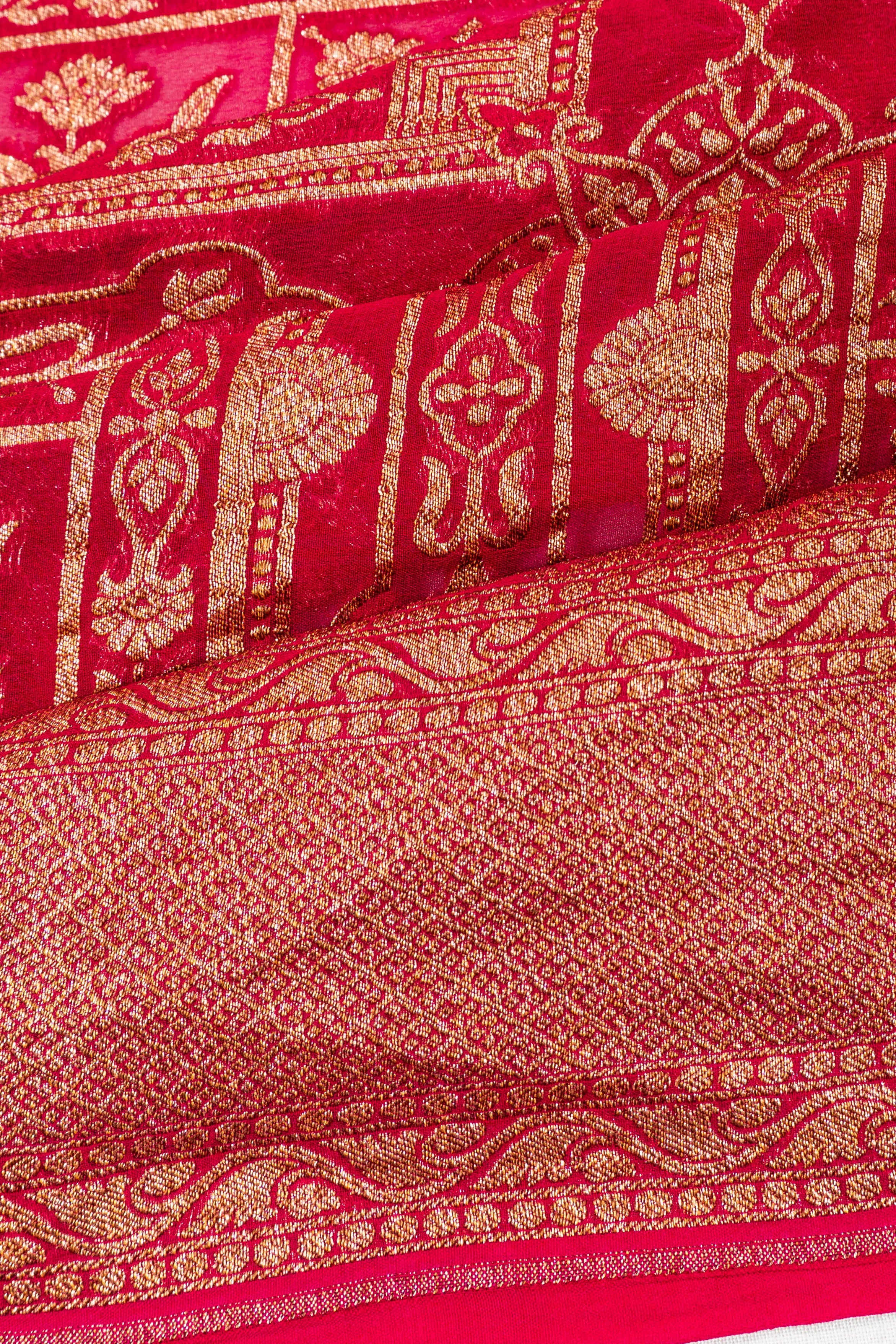 Banarasi Georgette Brocade Pink Saree