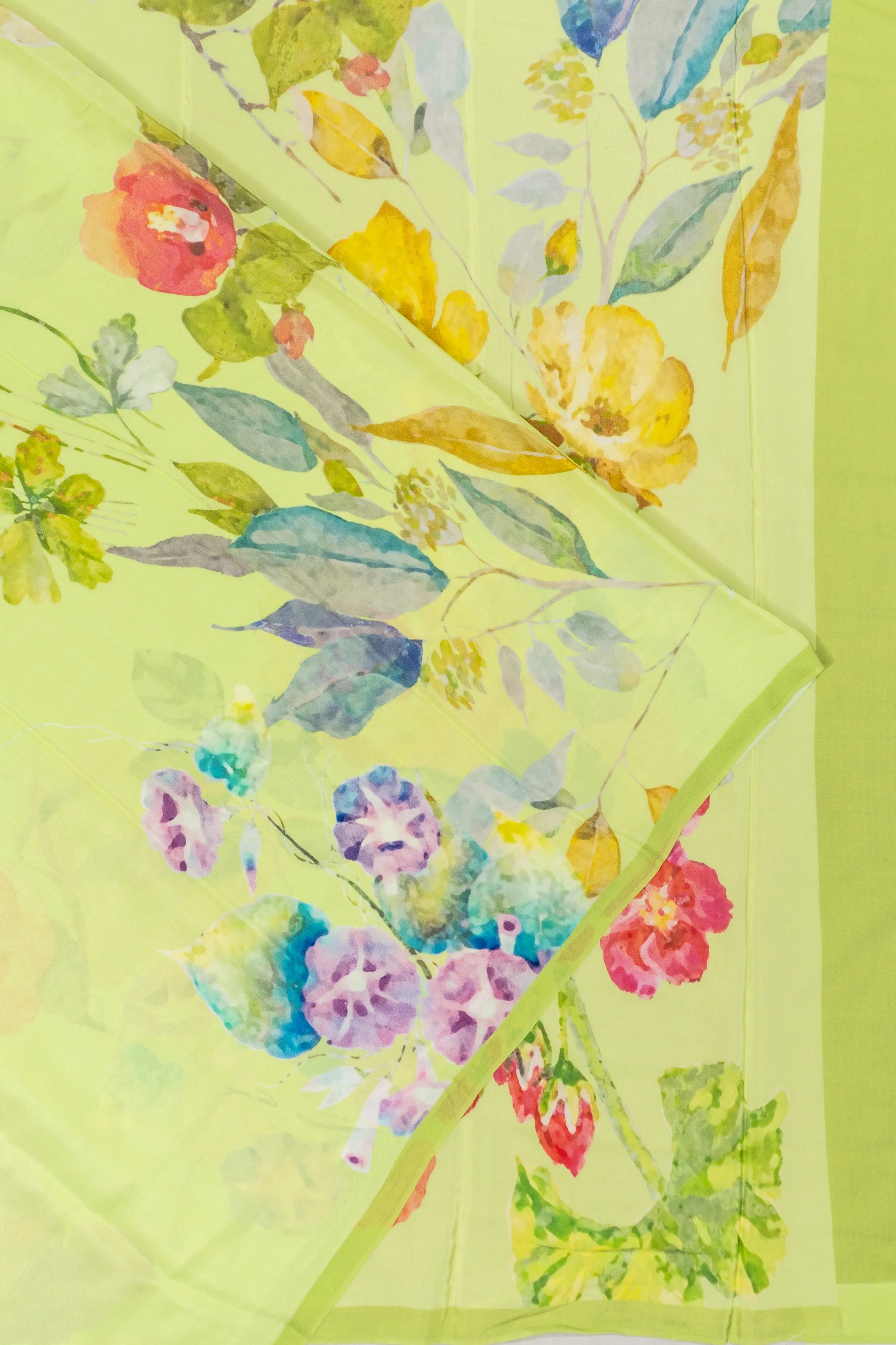 Crepe Printed Green Saree