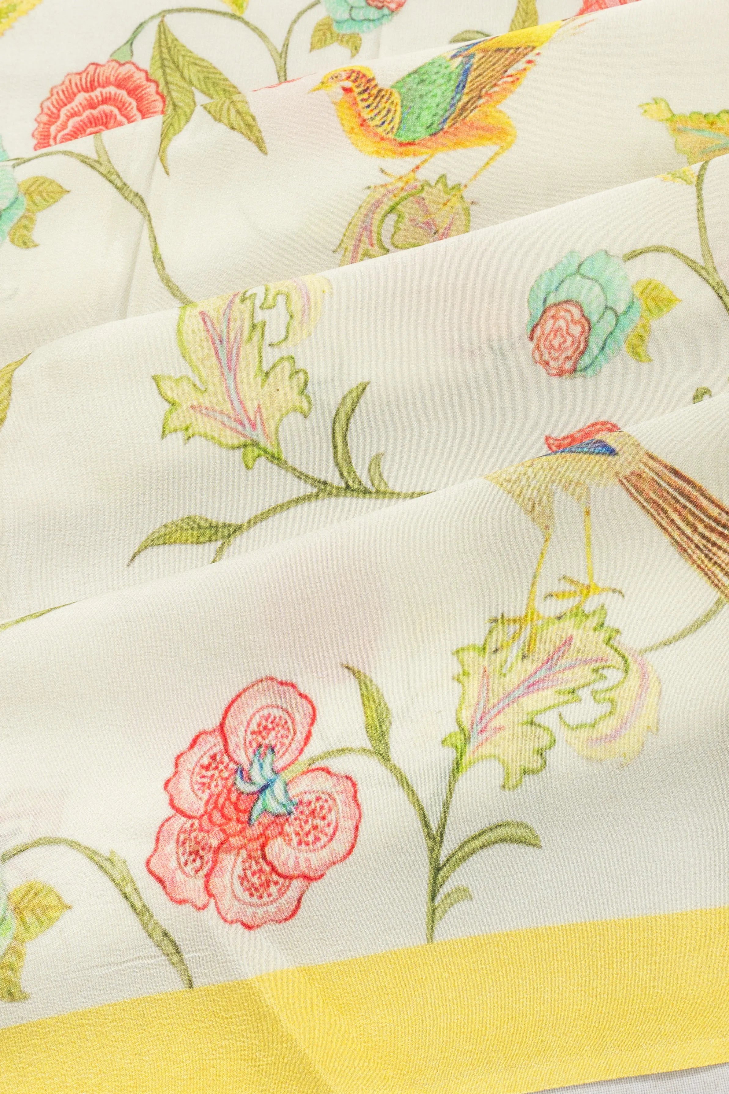 Crepe Printed White Saree