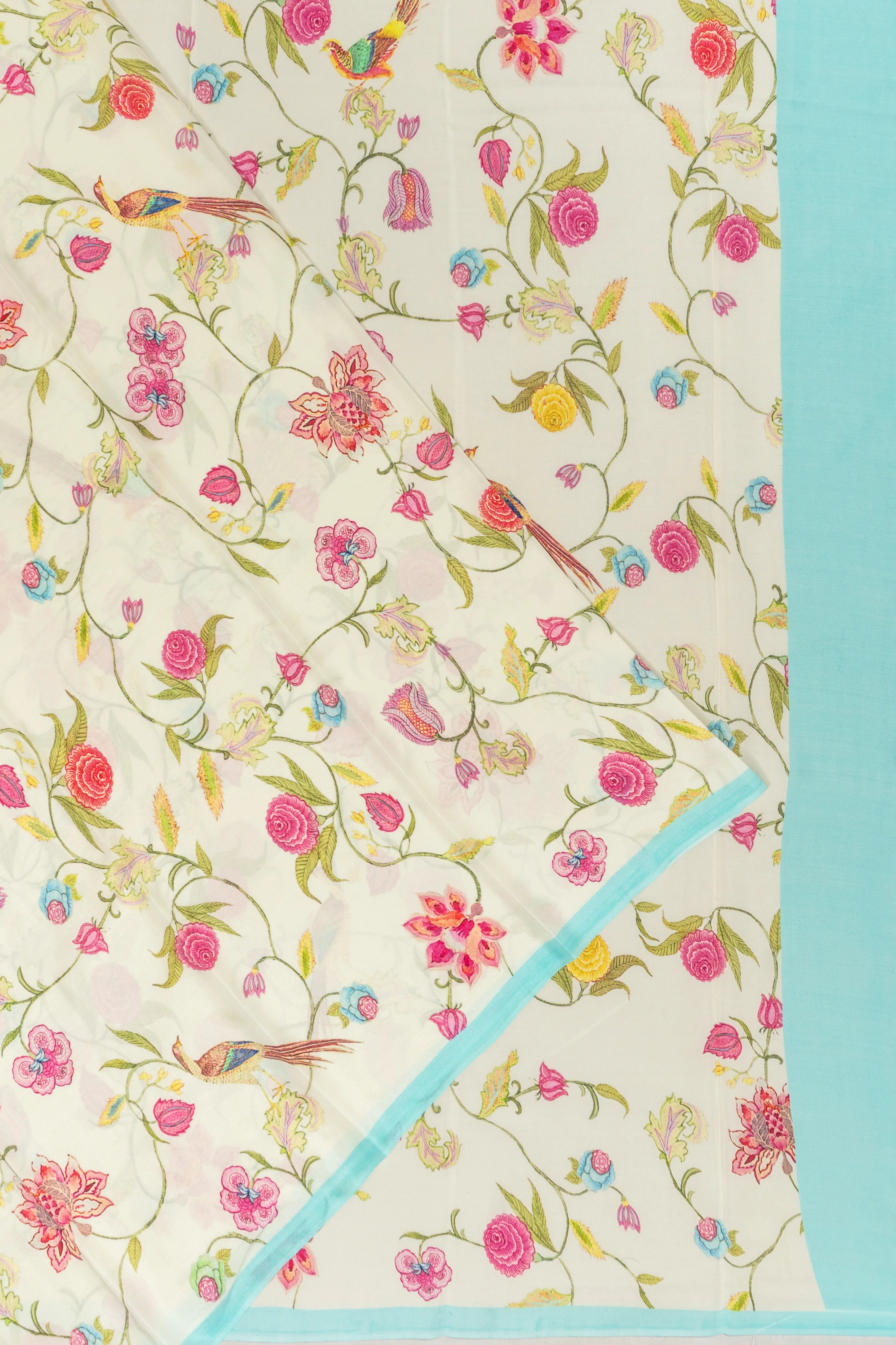 Crepe Printed Cream Saree