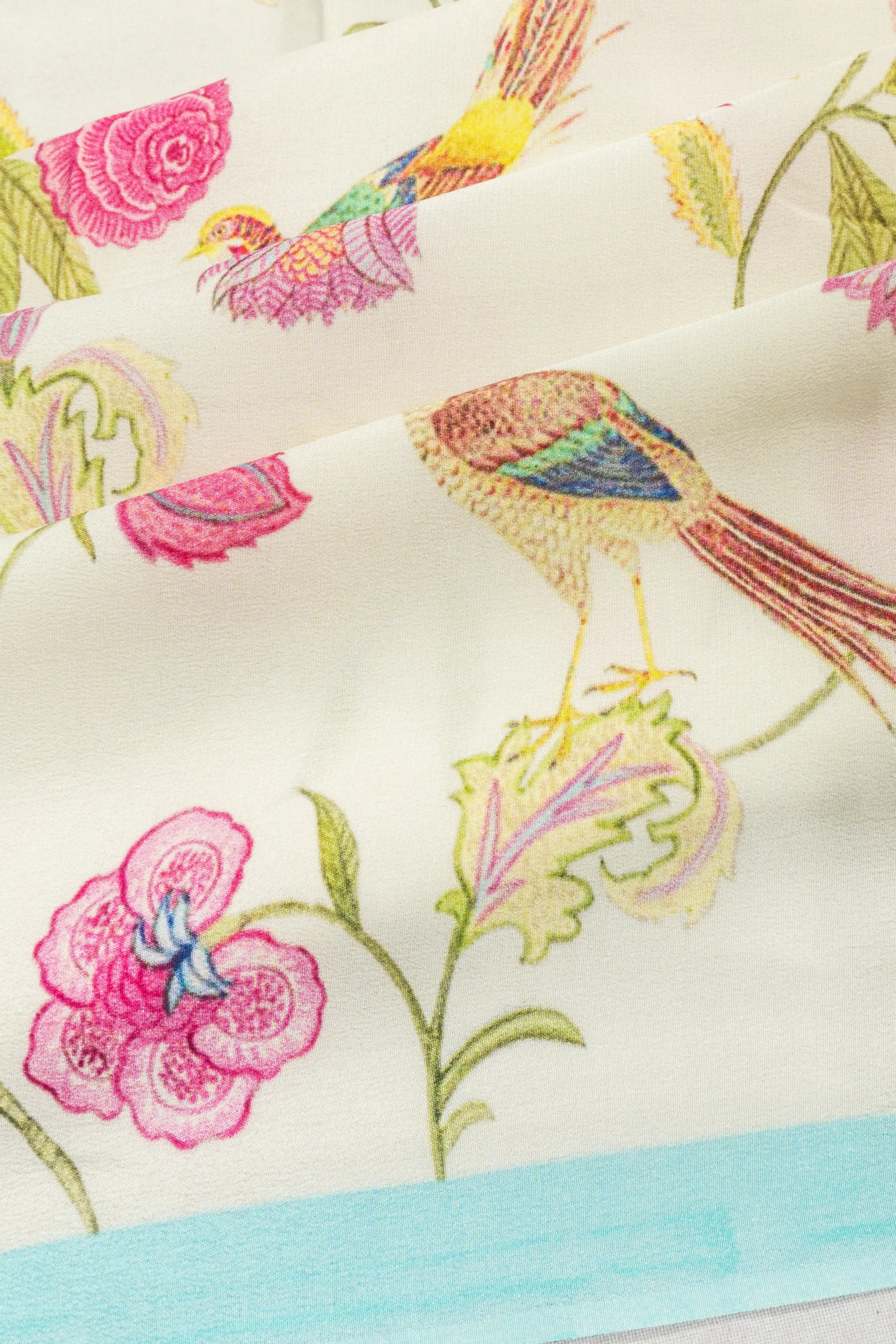 Crepe Printed Cream Saree