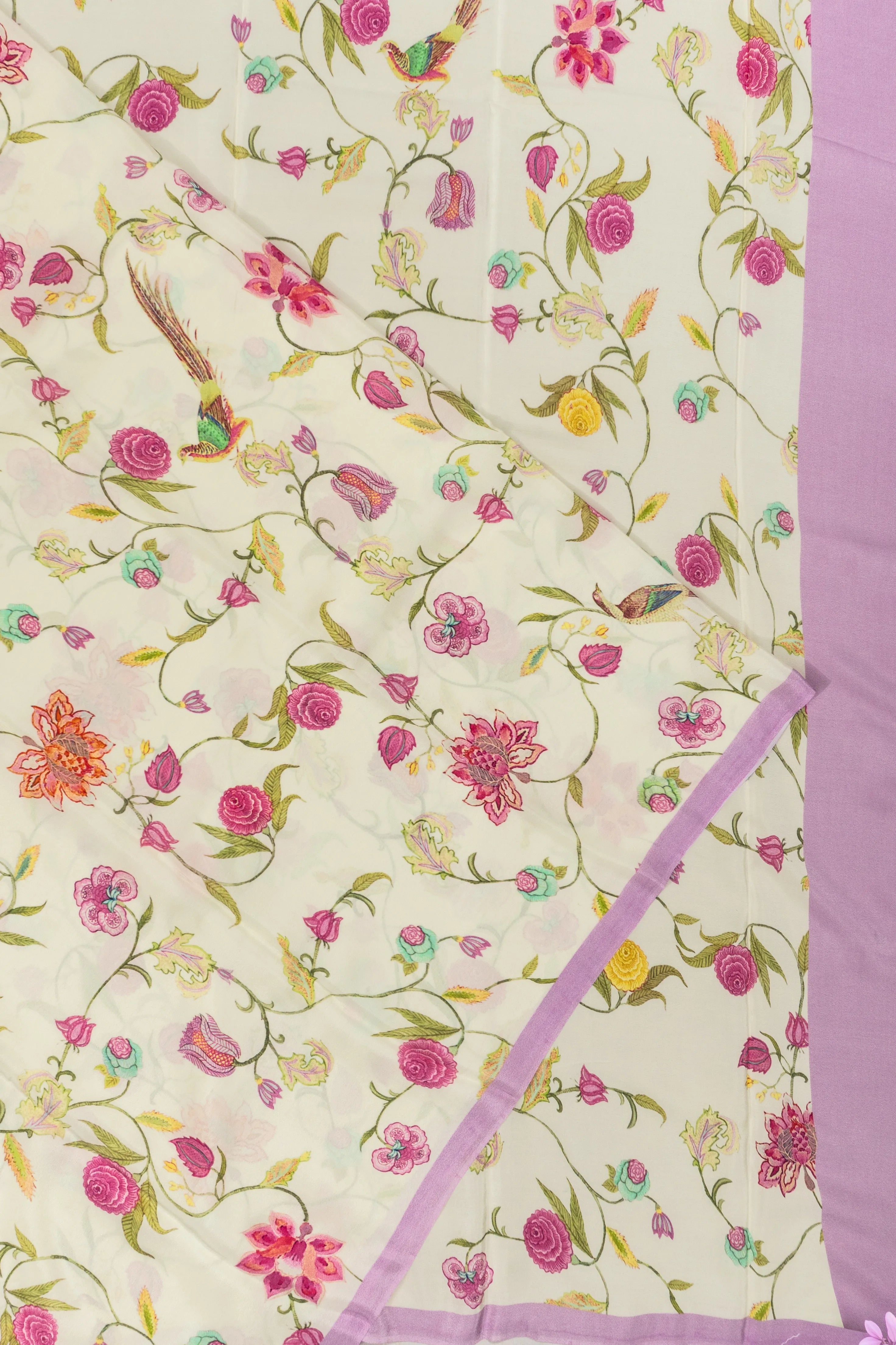 Crepe Printed Cream Saree