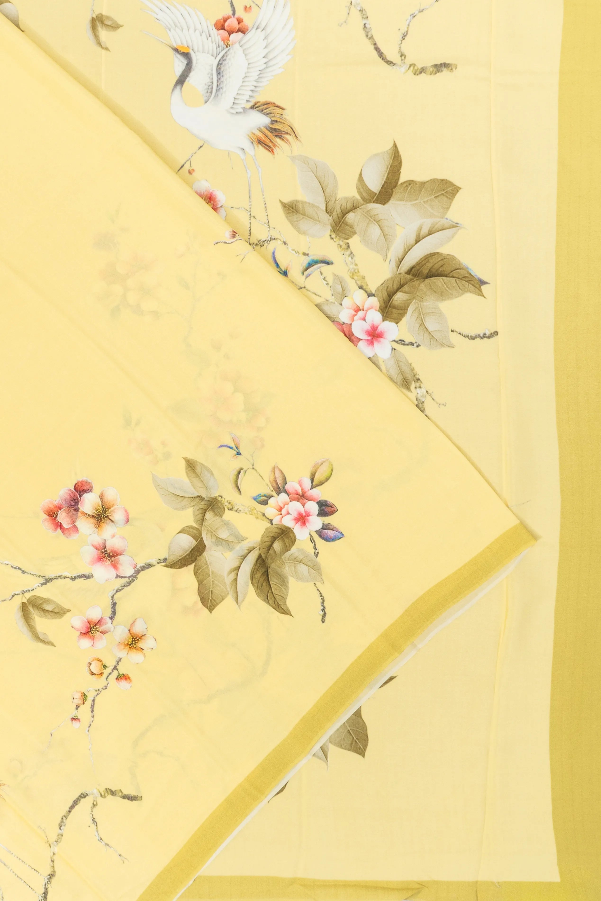 Crepe Printed Yellow Saree