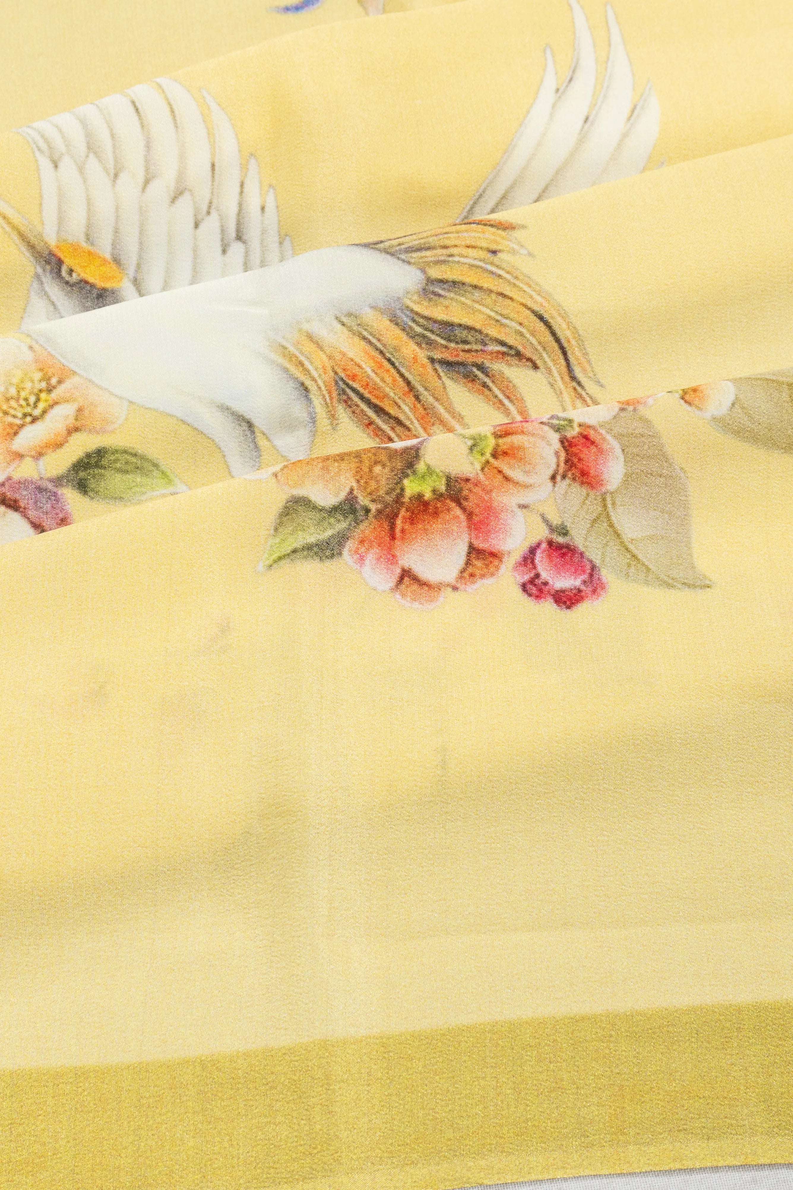 Crepe Printed Yellow Saree