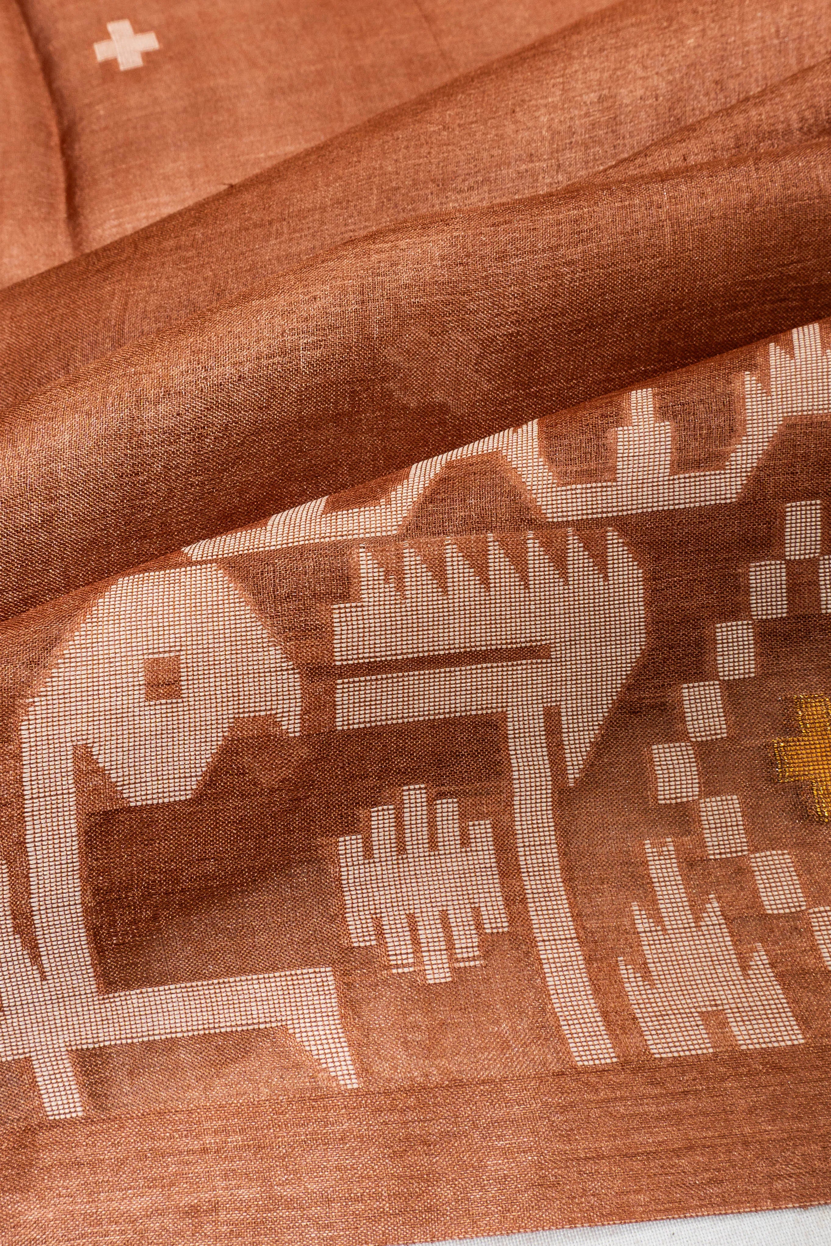 Phulia Cotton Butta Brown Saree