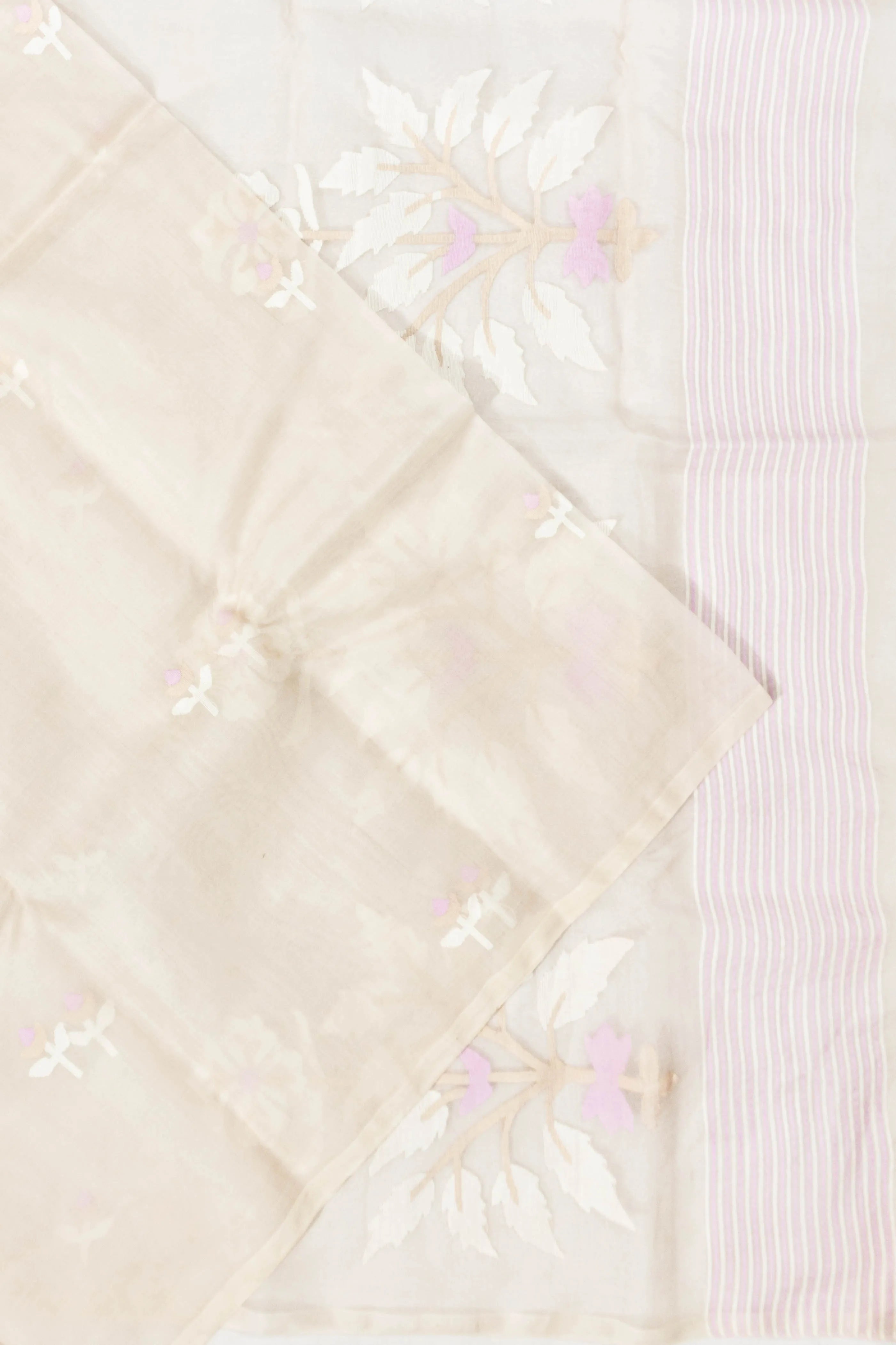 Dhakai Kora Organza Jamdani Butta Off White Saree