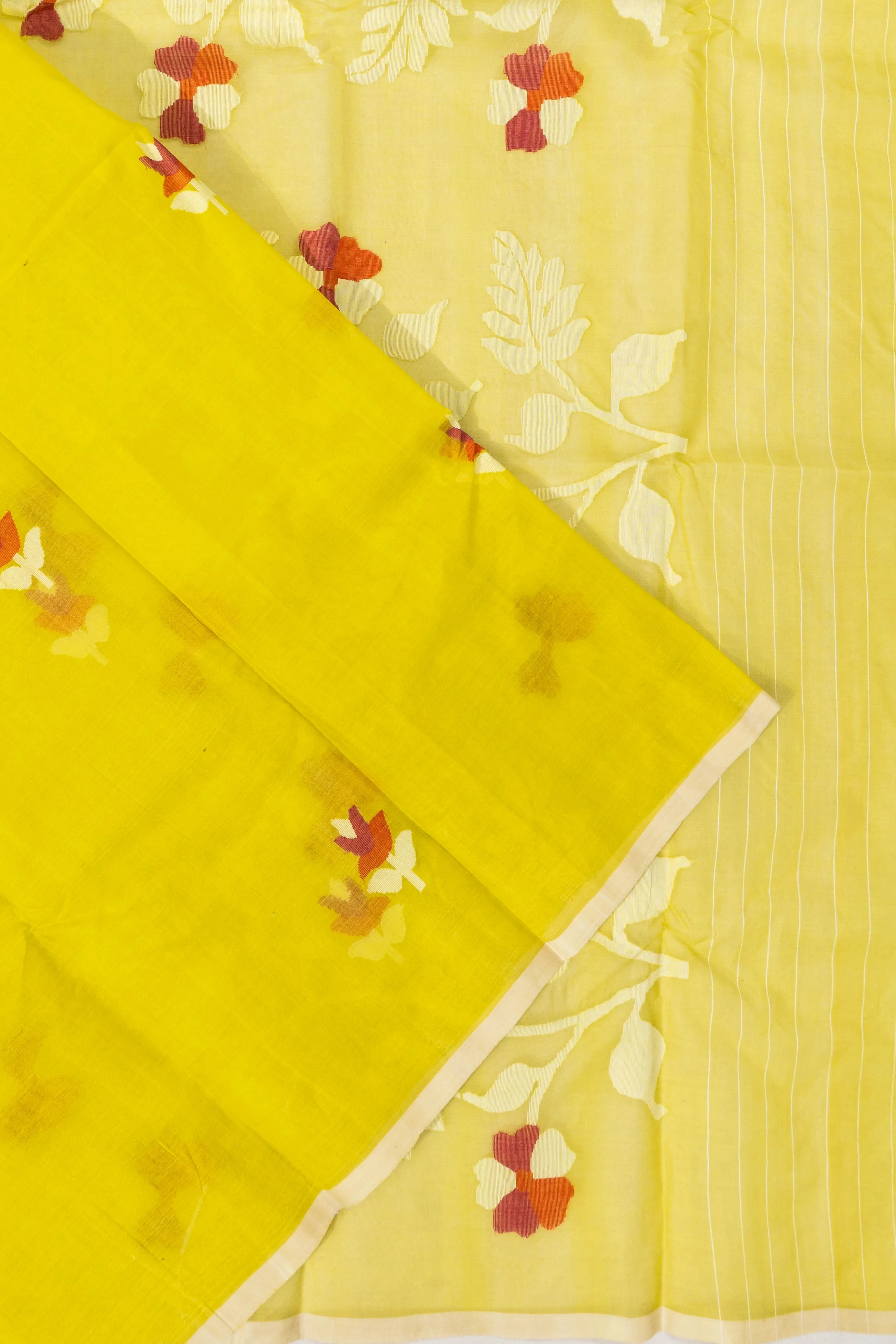 Dhakai Kora Organza Jamdani Butta Mehendi Green Saree