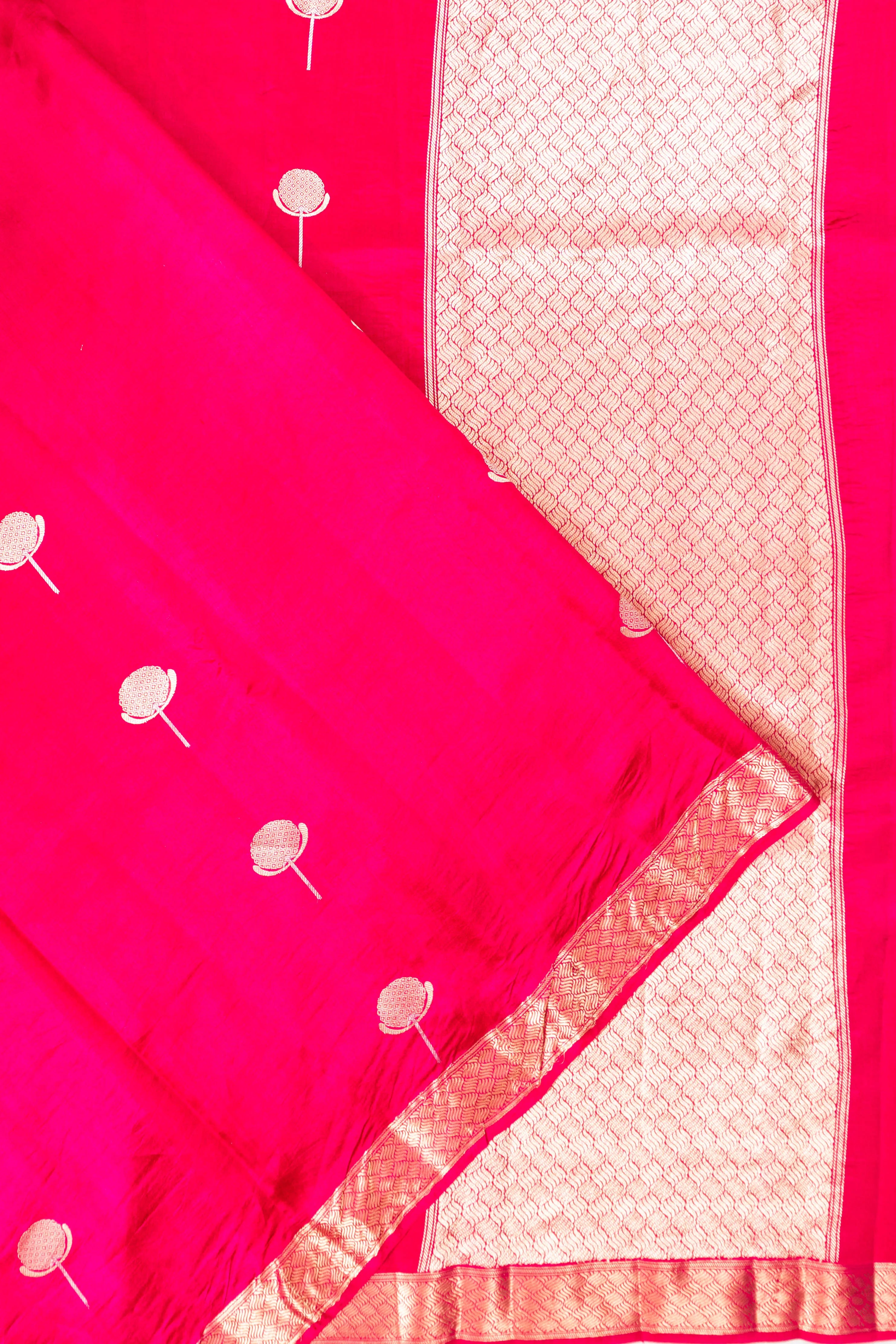 Banarasi Poona Silk Butta Rani Pink Saree