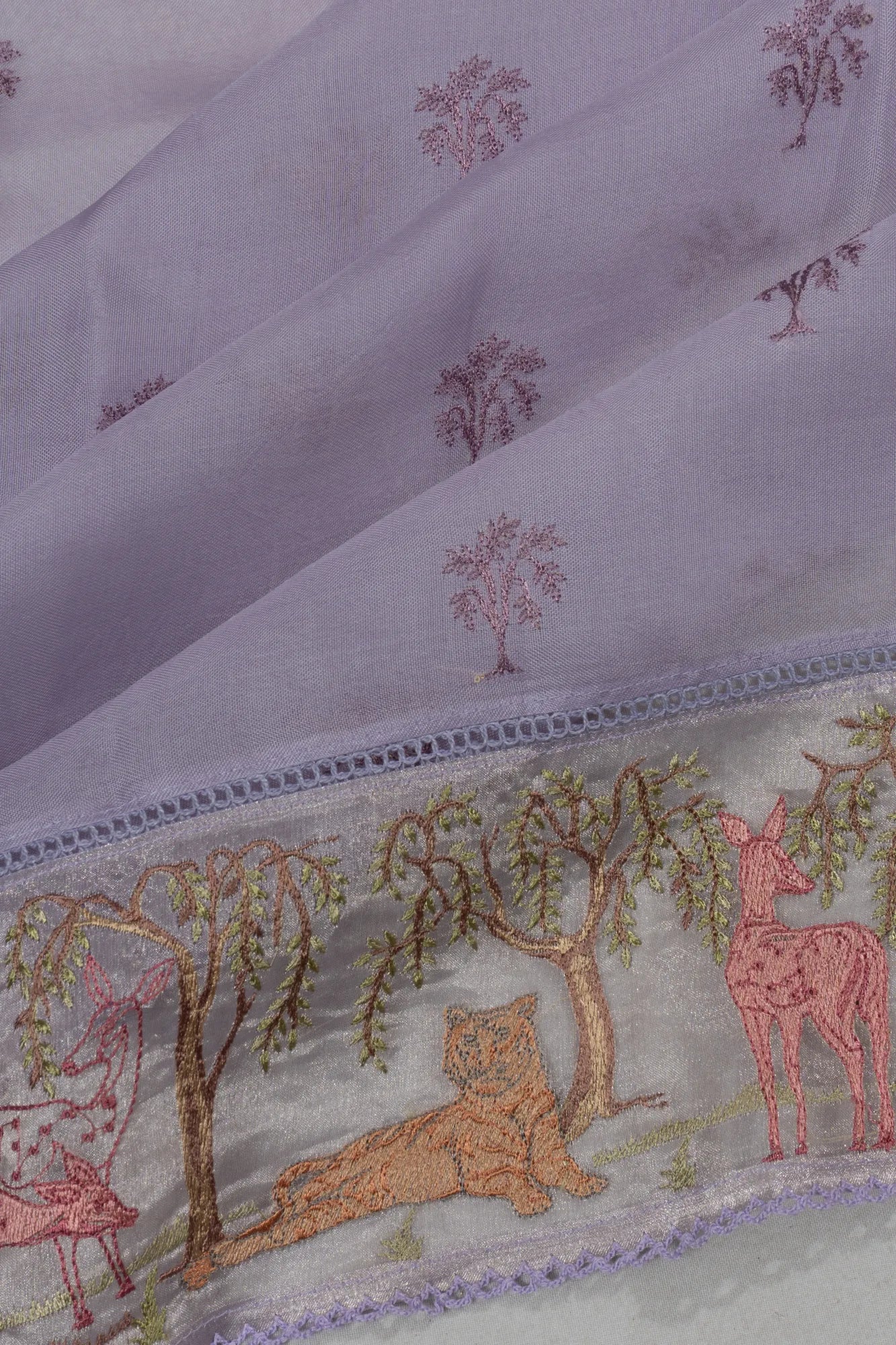 Organza Butta Lavender Saree With Embroidery Border