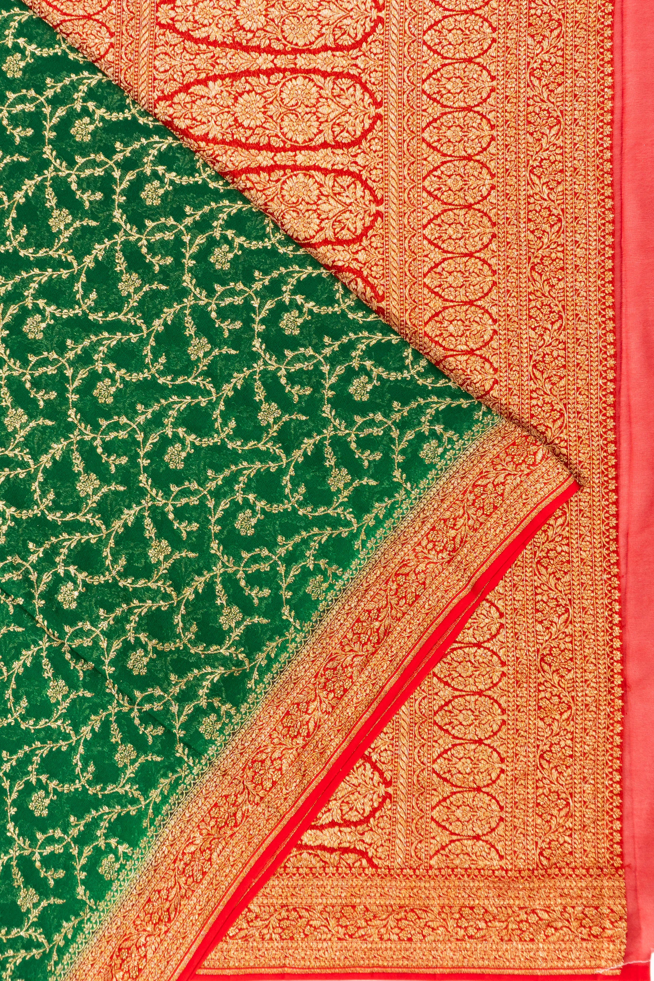 Banarasi Georgette Brocade Green Saree