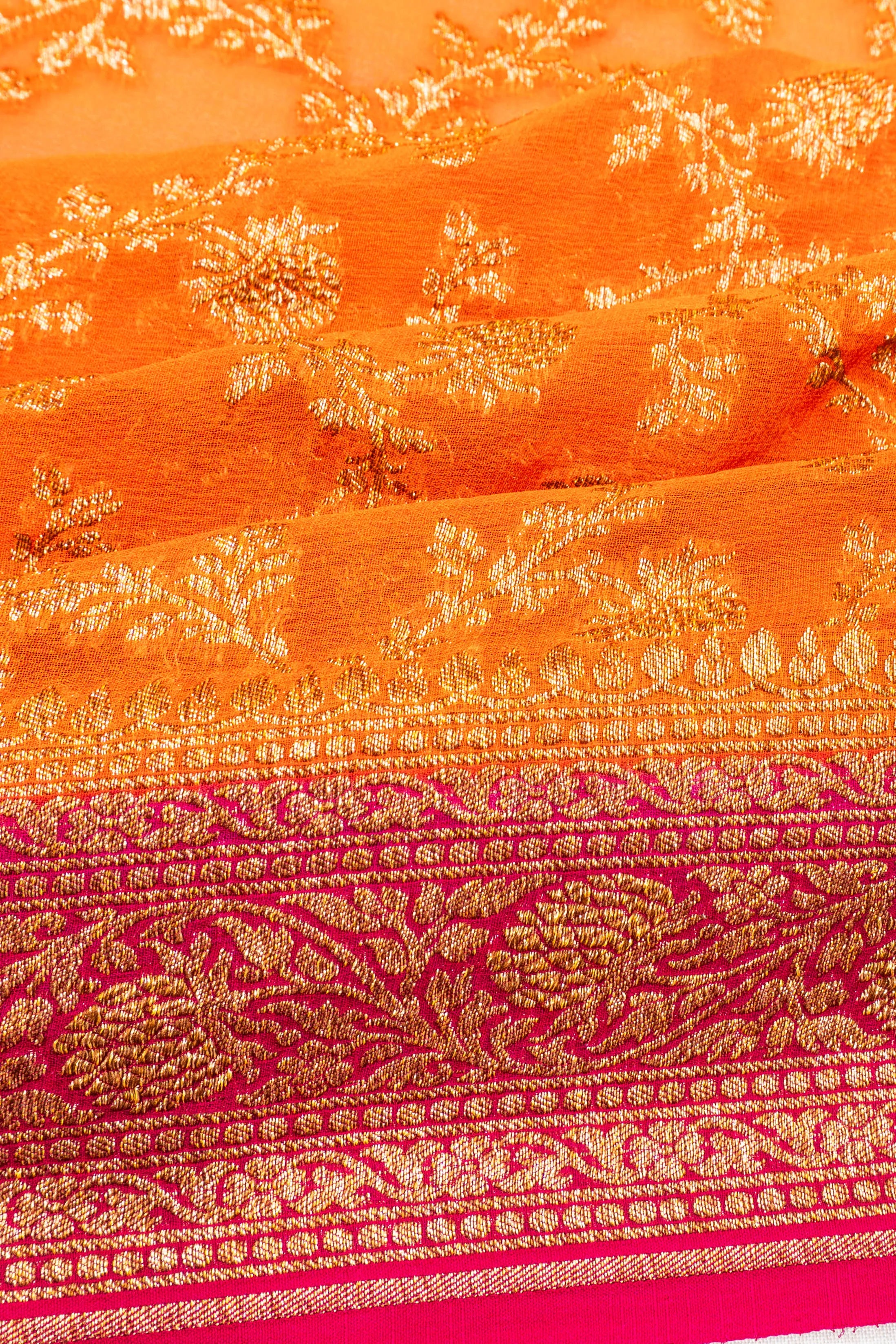 Banarasi Georgette Brocade Mustard Yellow Saree