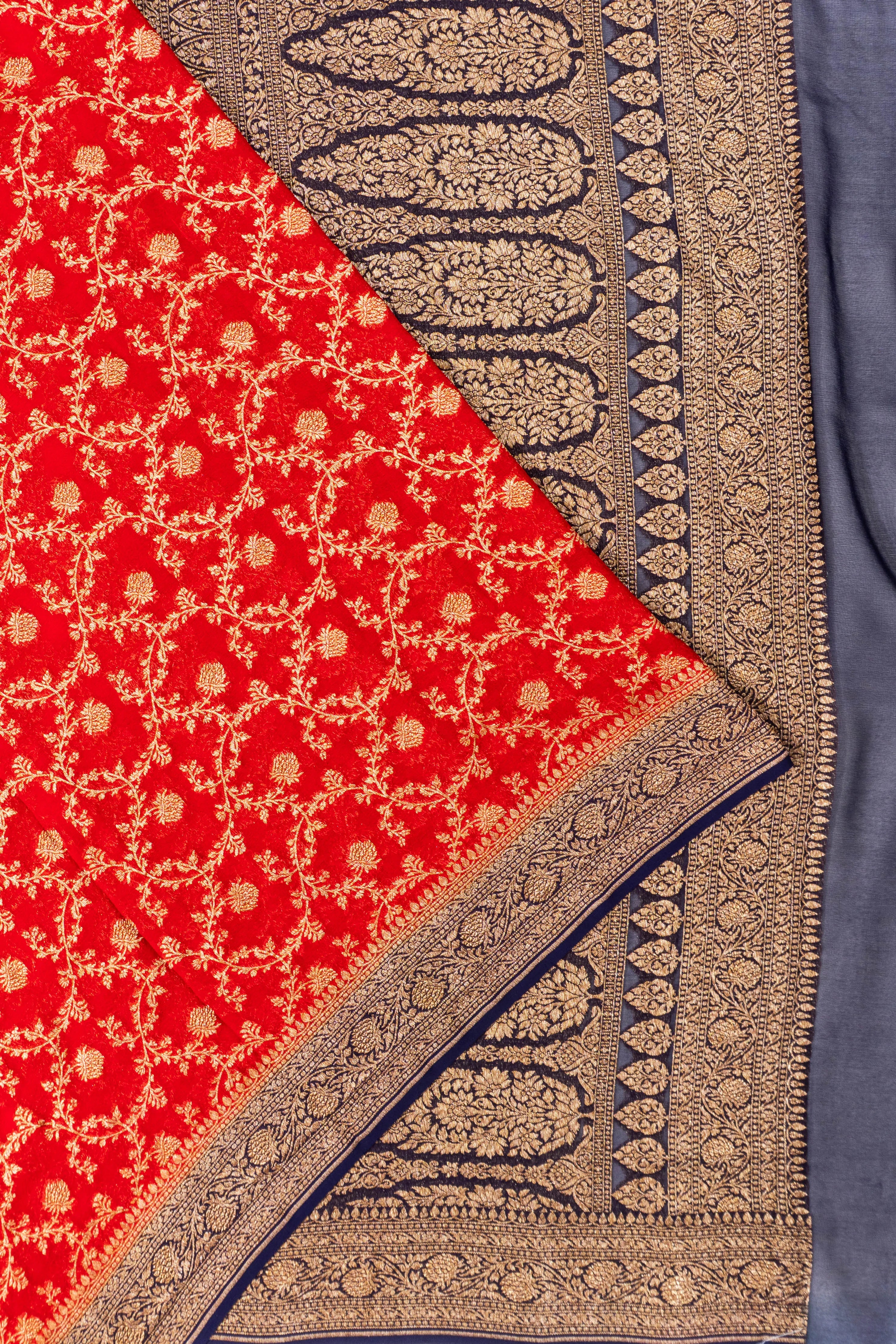 Banarasi Georgette Brocade Red Saree