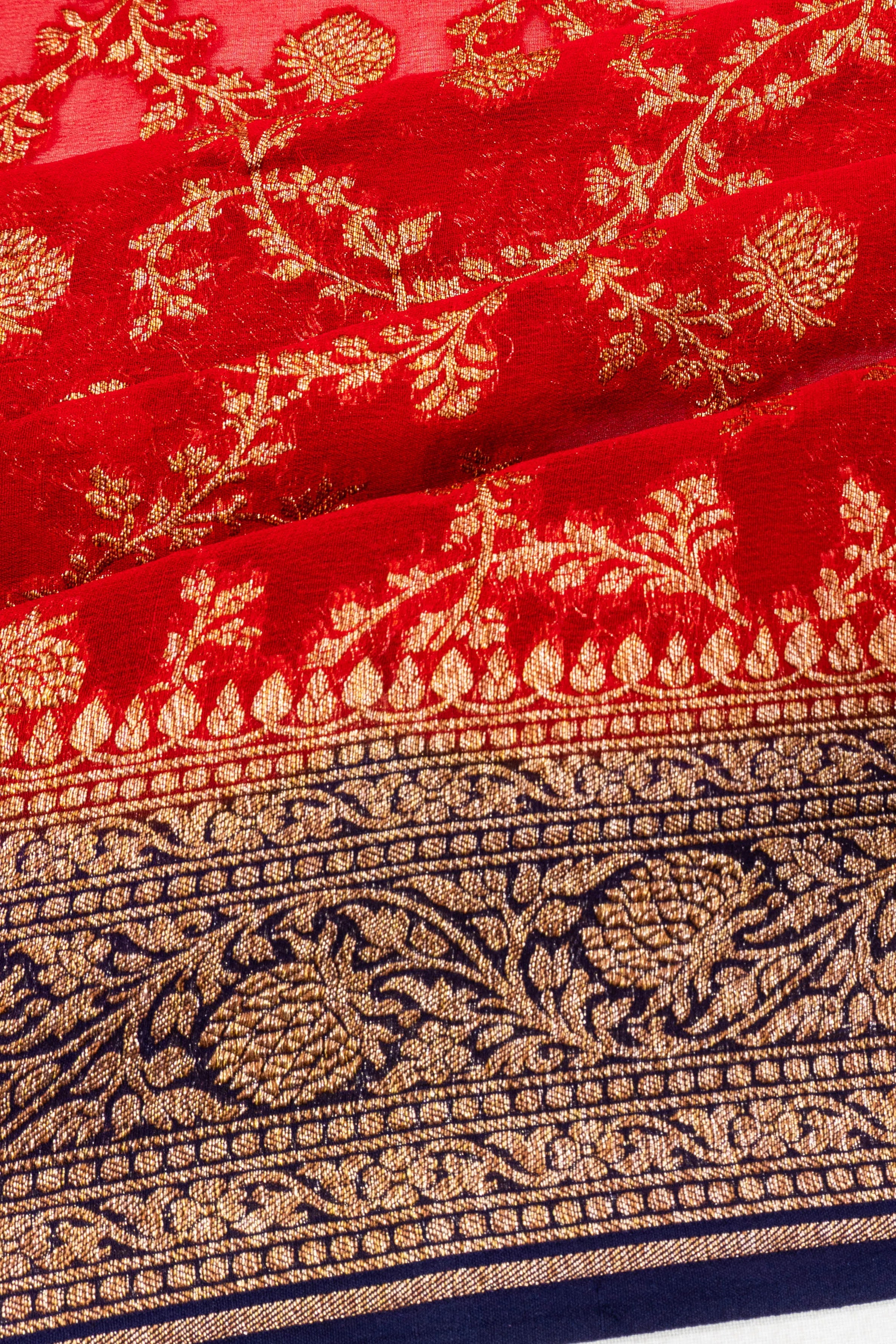 Banarasi Georgette Brocade Red Saree