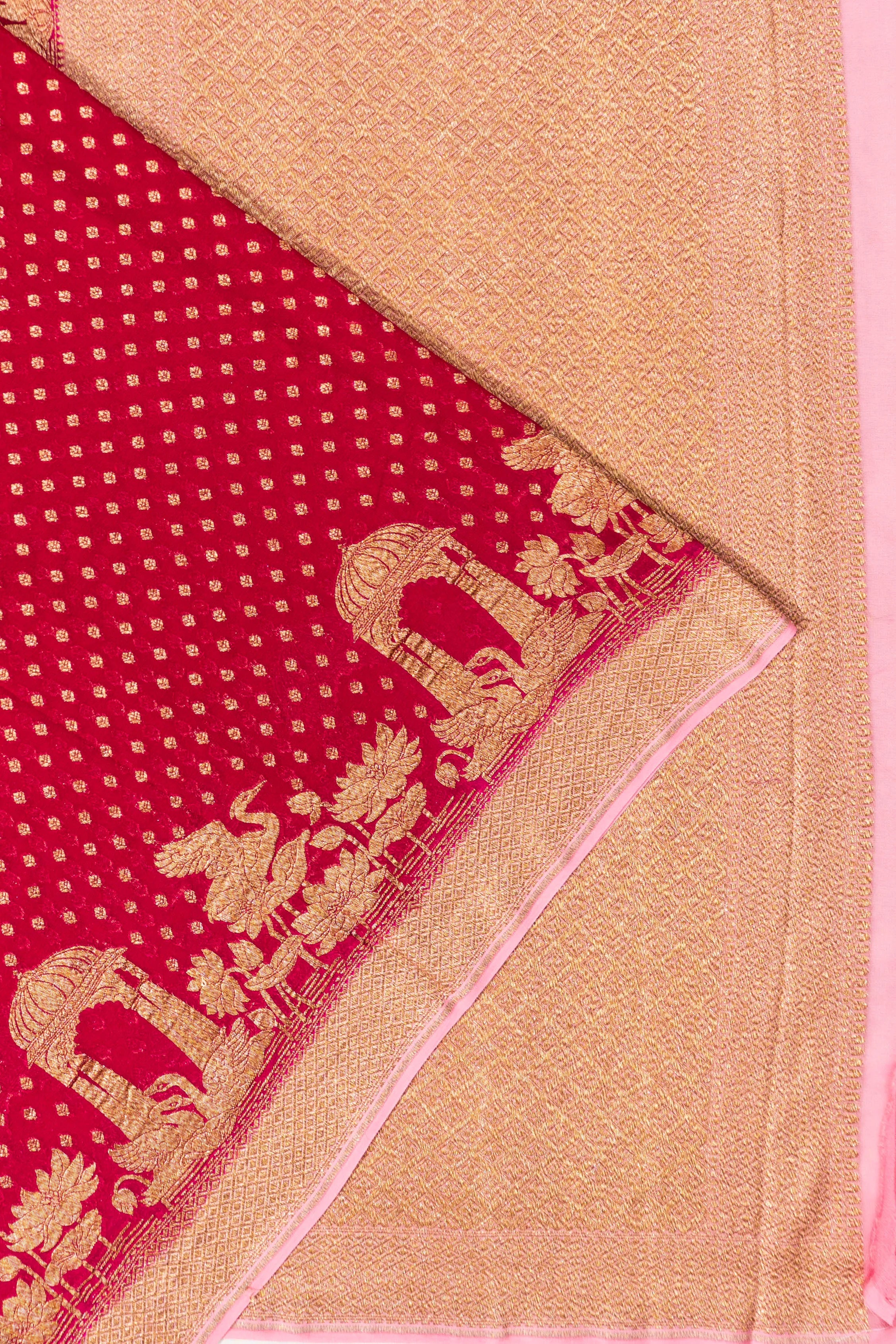 Banarasi Georgette Brocade Rani Pink Saree